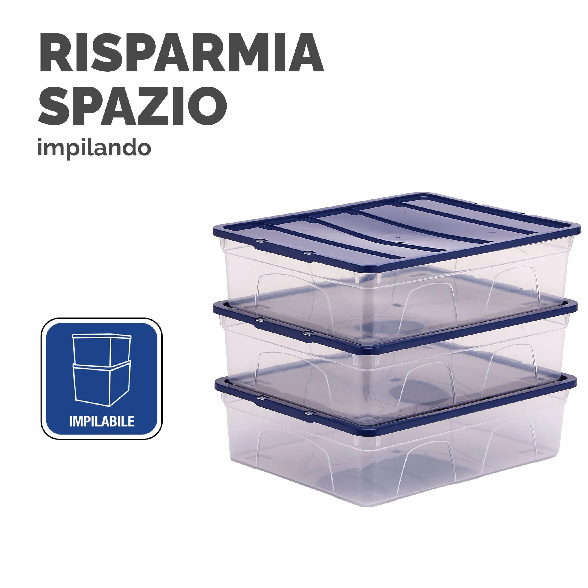 Bankers Box scatole in plastica 12L confezione da 3 impilabili coperchio anti polvere 11x32x40cm