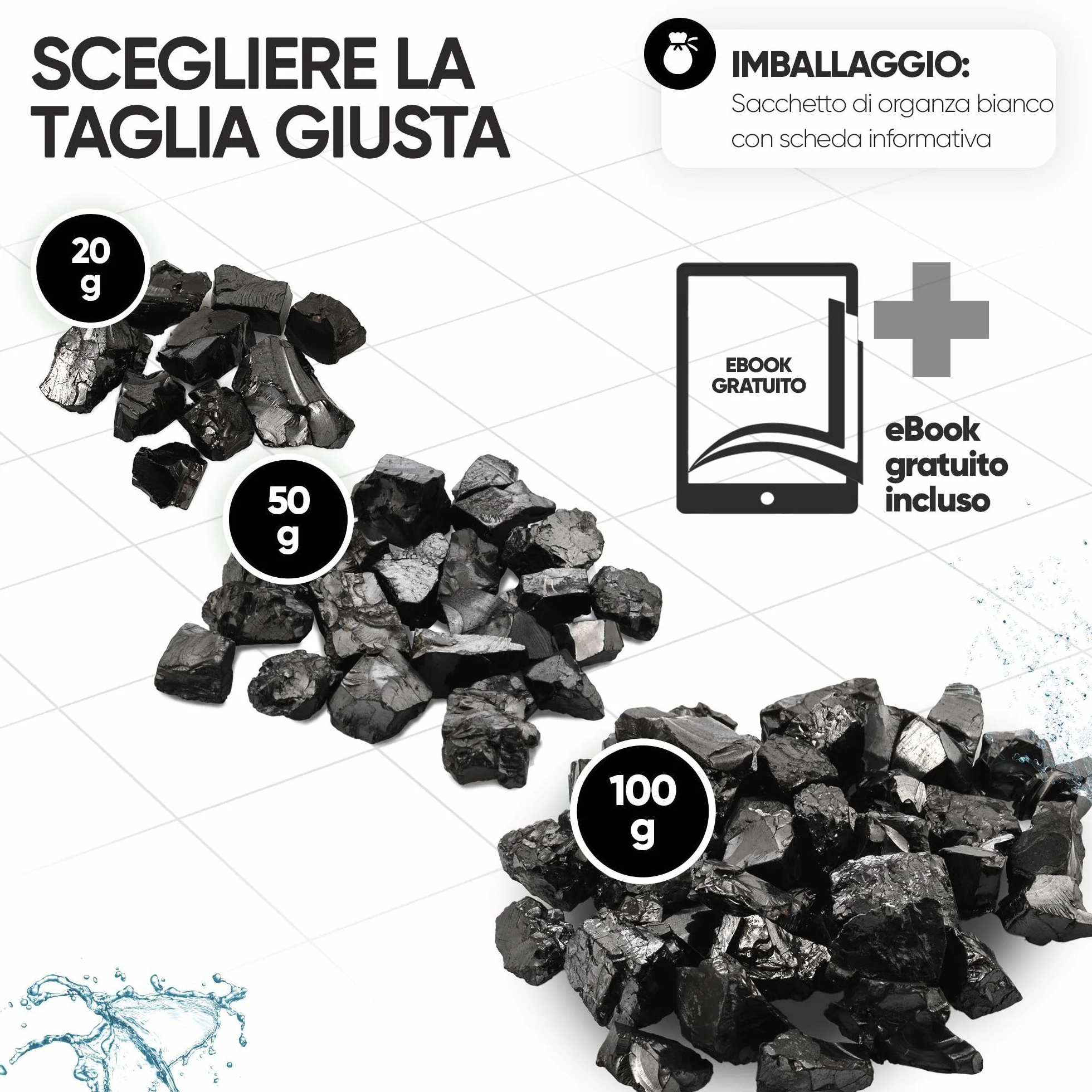 PURAJA Schungite preziosa per il trattamento delle acque, pietre naturali della Carelia, con certificato