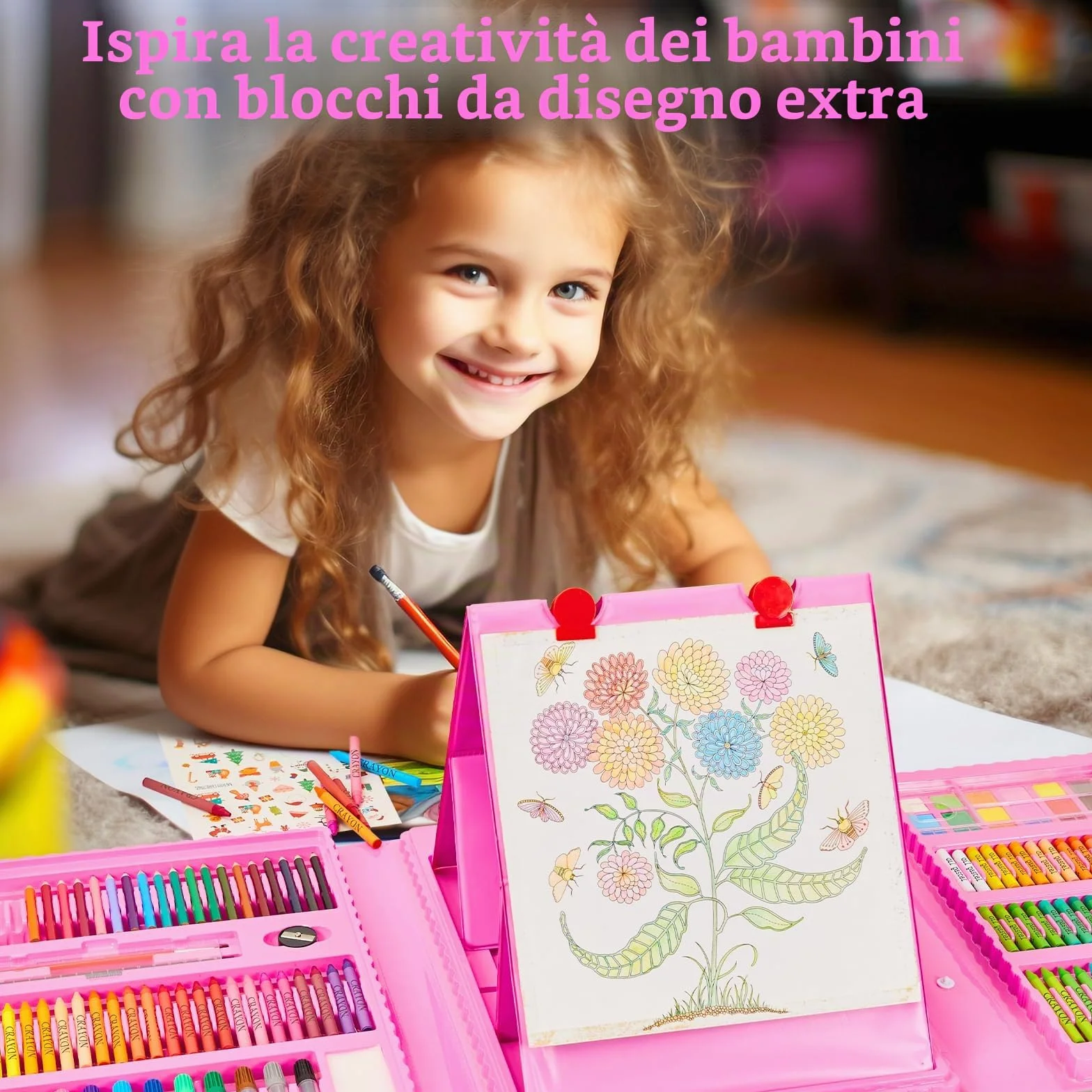 KINSPORY 290 pezzi valigetta colori bambina, pittura valigetta per bambini, Set per disegno, kit disegno acquarellabili bambini