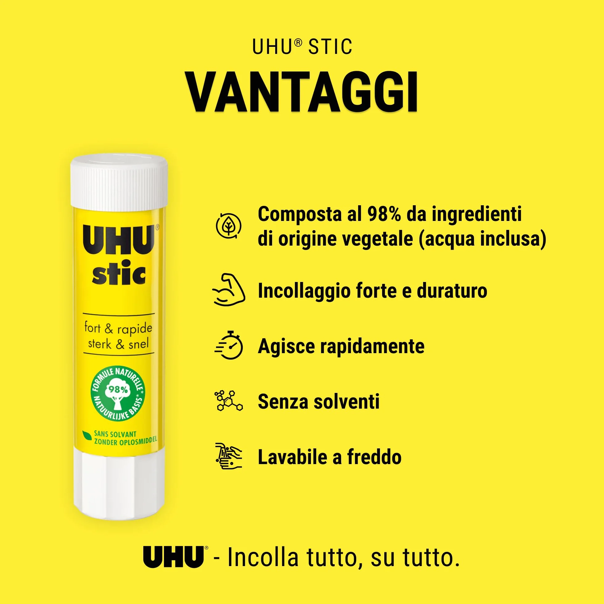UHU Stic standard, colla per bambini, sicura da usare per i lavoretti, adatta per la scuola, l'ufficio, l'università, 24 x 8.2g