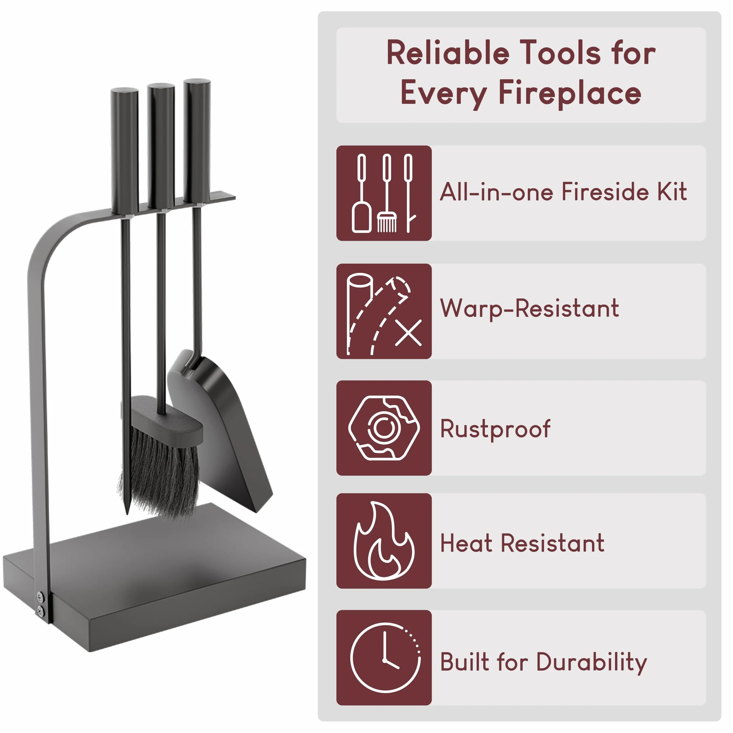 Aston Fuoco Companion Set 4 Pezzi Metallo Nero