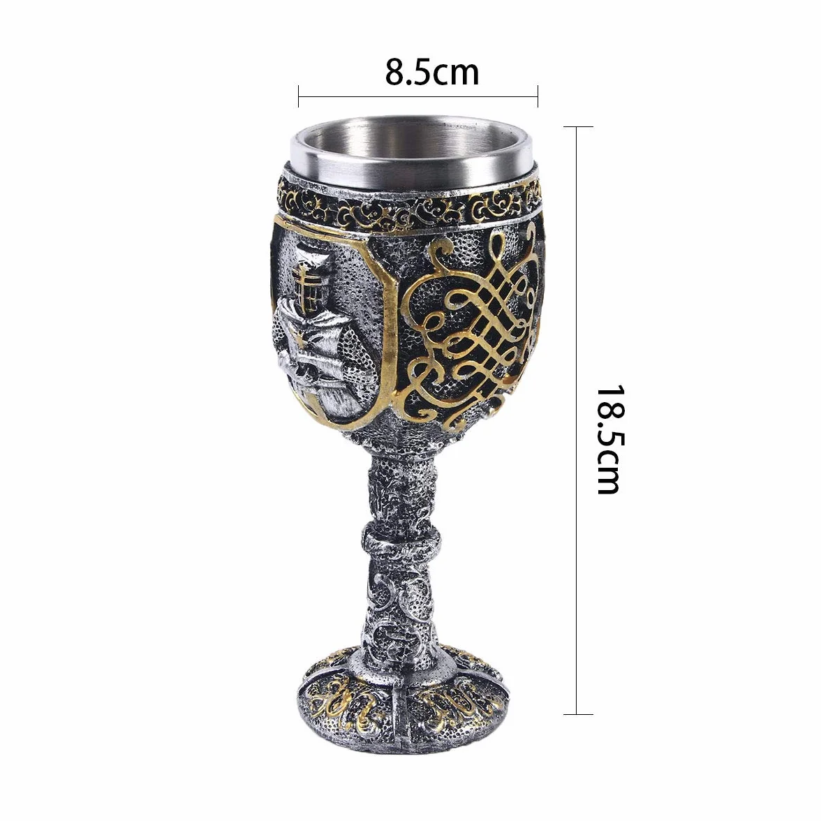 Calice da vino medievale con cavaliere vichingo reale, calice re, gotico, in metallo, per feste a tema, decorazioni per matrimoni