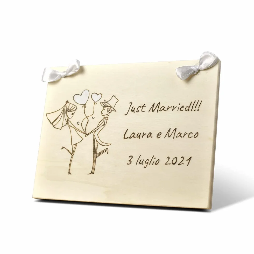 Targa cartello sposi in legno personalizzabile