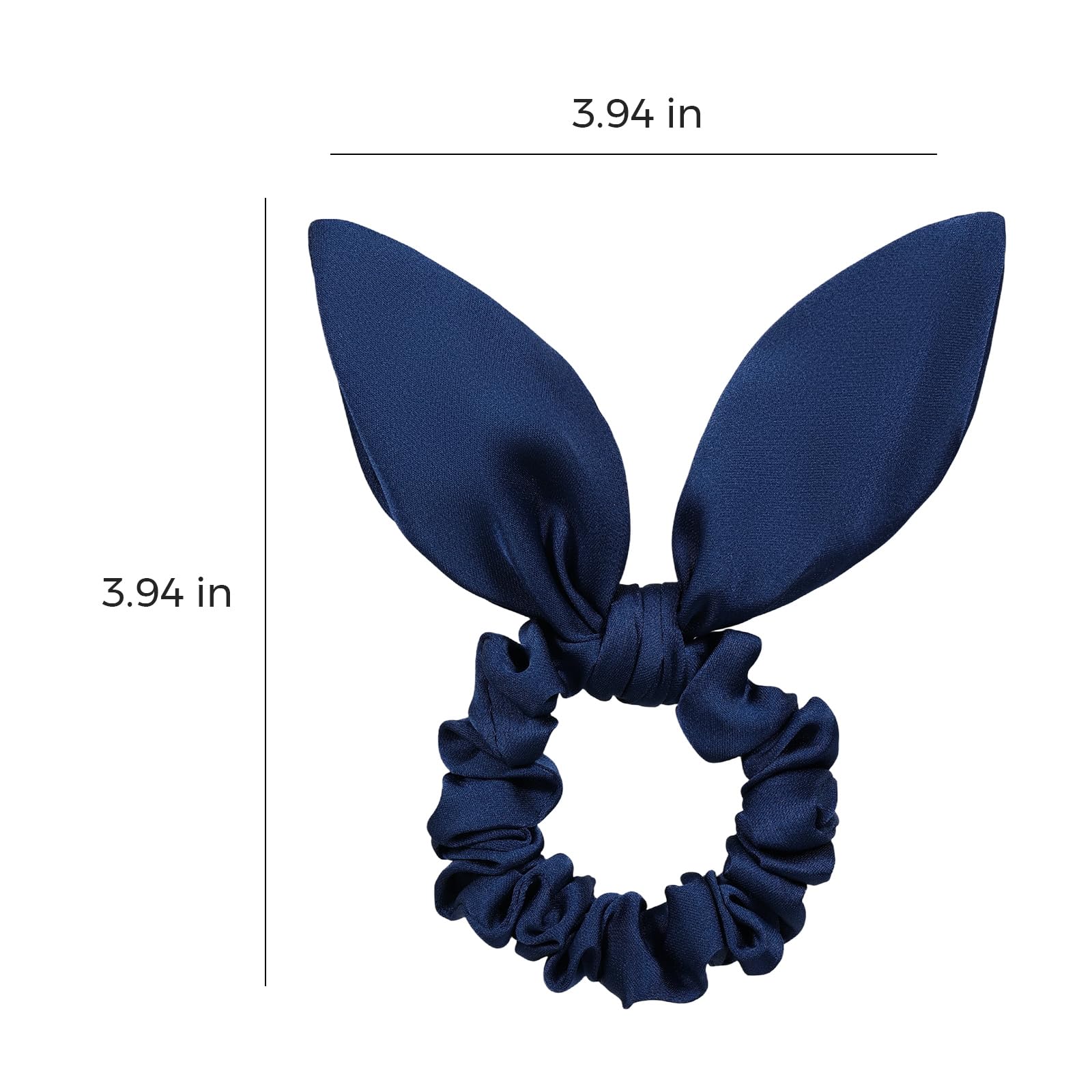 Navy Mulberry Silk Satin Bunny Ear Scrunchies