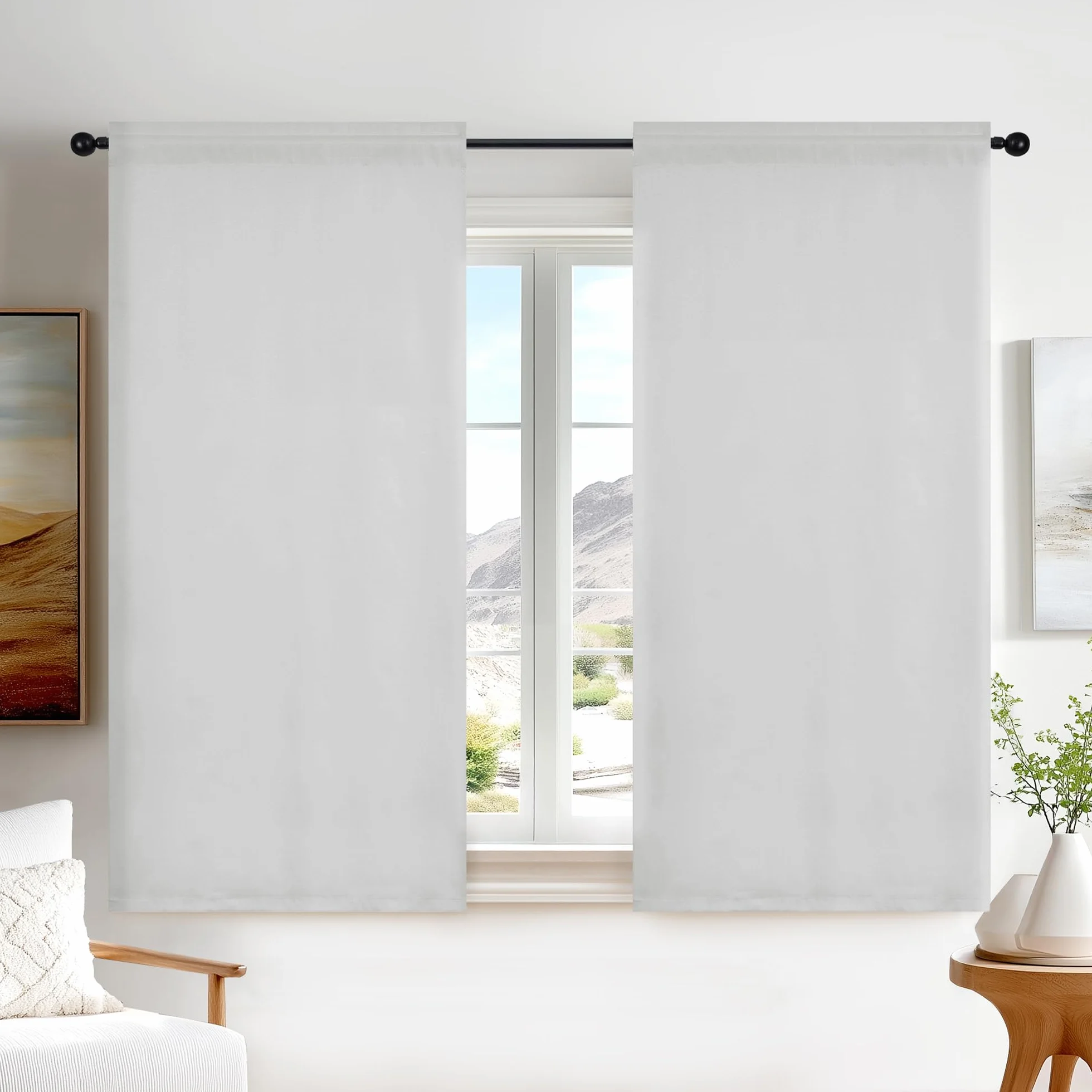 Deconovo Tende Oscuranti 100% Tasca per Asta Set 2 Pannelli 70x150 cm Bianco Sporco per Interni