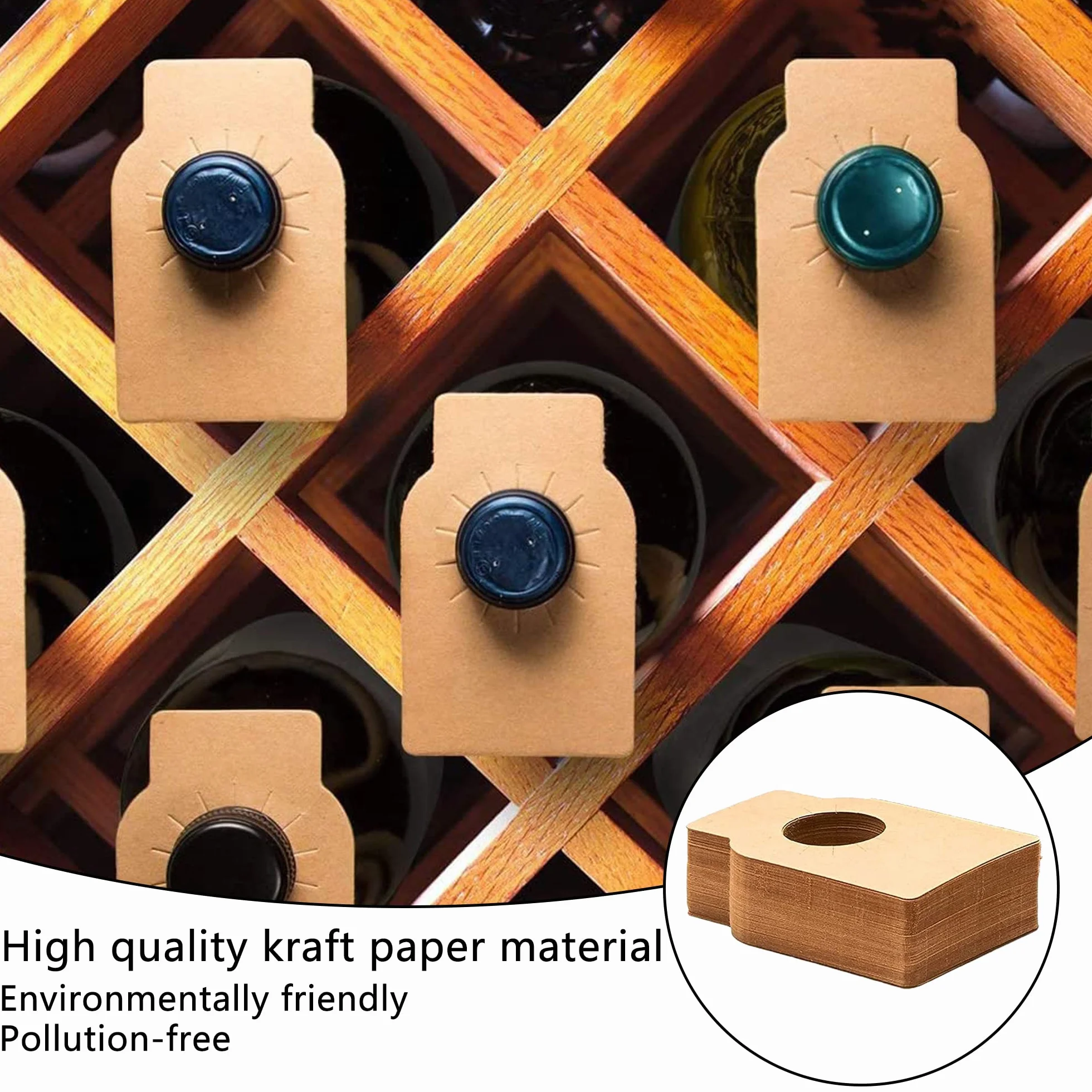 100PCS Etichette della bottiglia di vino della carta kraft Etichette per Bottiglie Champagne Etichetta della Bottiglia Cantina Utilizzato per cantinetta, portabottiglie e marcatura bottiglie