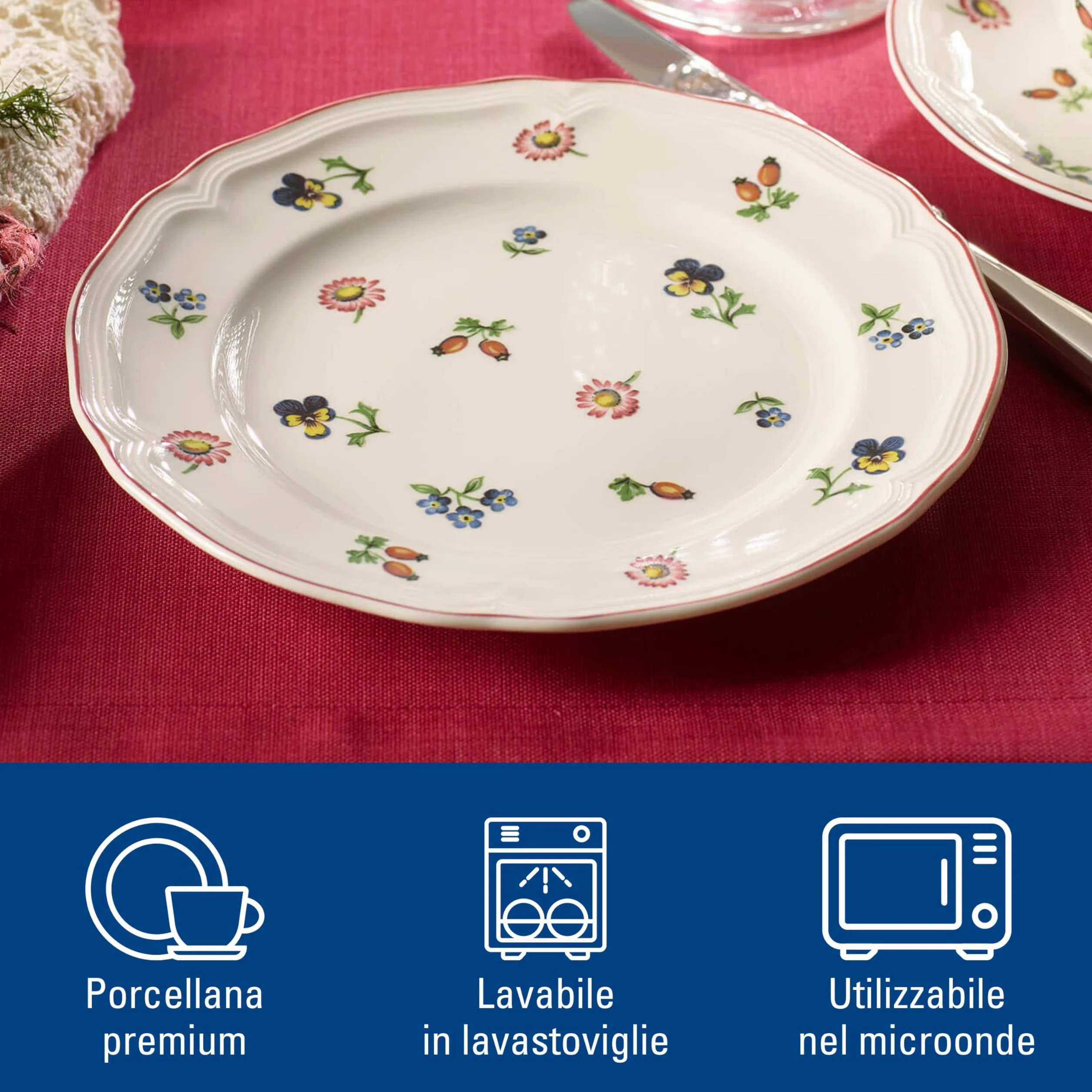 Villeroy & Boch, Petite Fleur Piatto da Dessert/Colazione Bianco, Lavabile in Lavastoviglie, Adatto per Microonde, Piatto, Ceramica, Stoviglie, Porcellana Premium