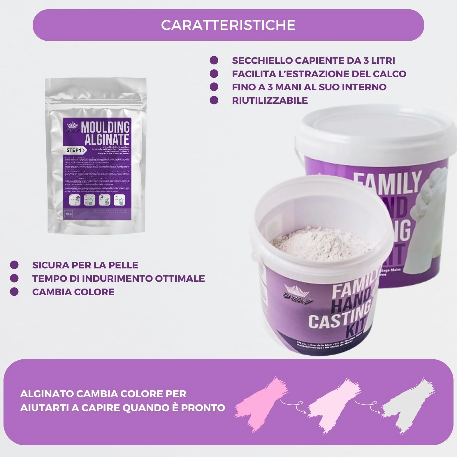 BWAY Calco Mani Coppia Gesso Stampi Alginato Regali Natale Originali Coppie Fidanzati Famiglie San Valentino Anniversari