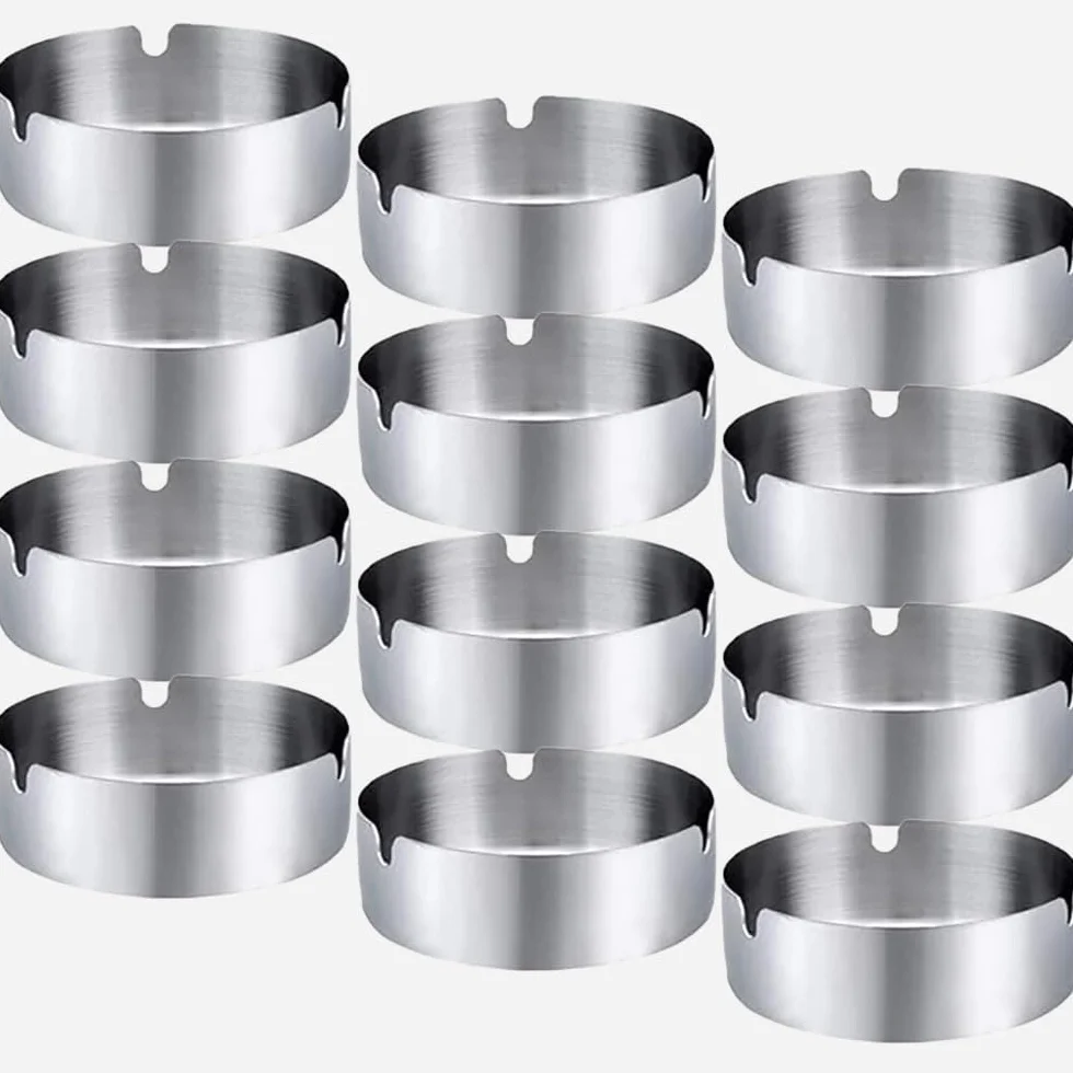 Posacenere acciaio inox rotondo 8 cm set da 12