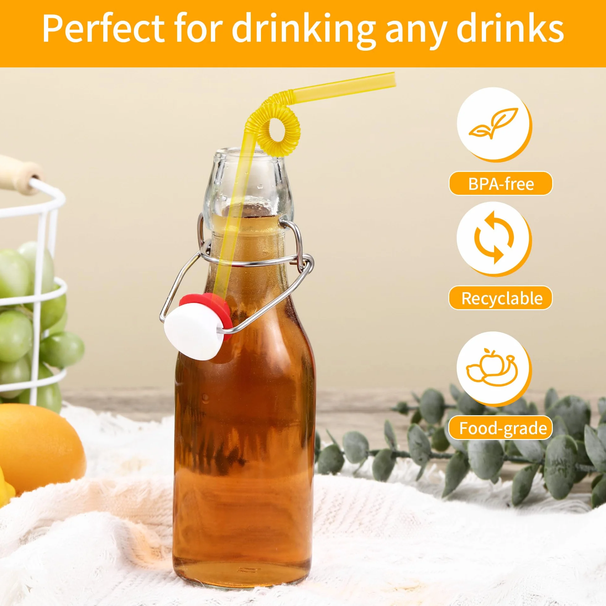 Bottiglie in Vetro da 250ml con Tappo Ermetico Set da 10 Riutilizzabili per Birra Olio Succhi