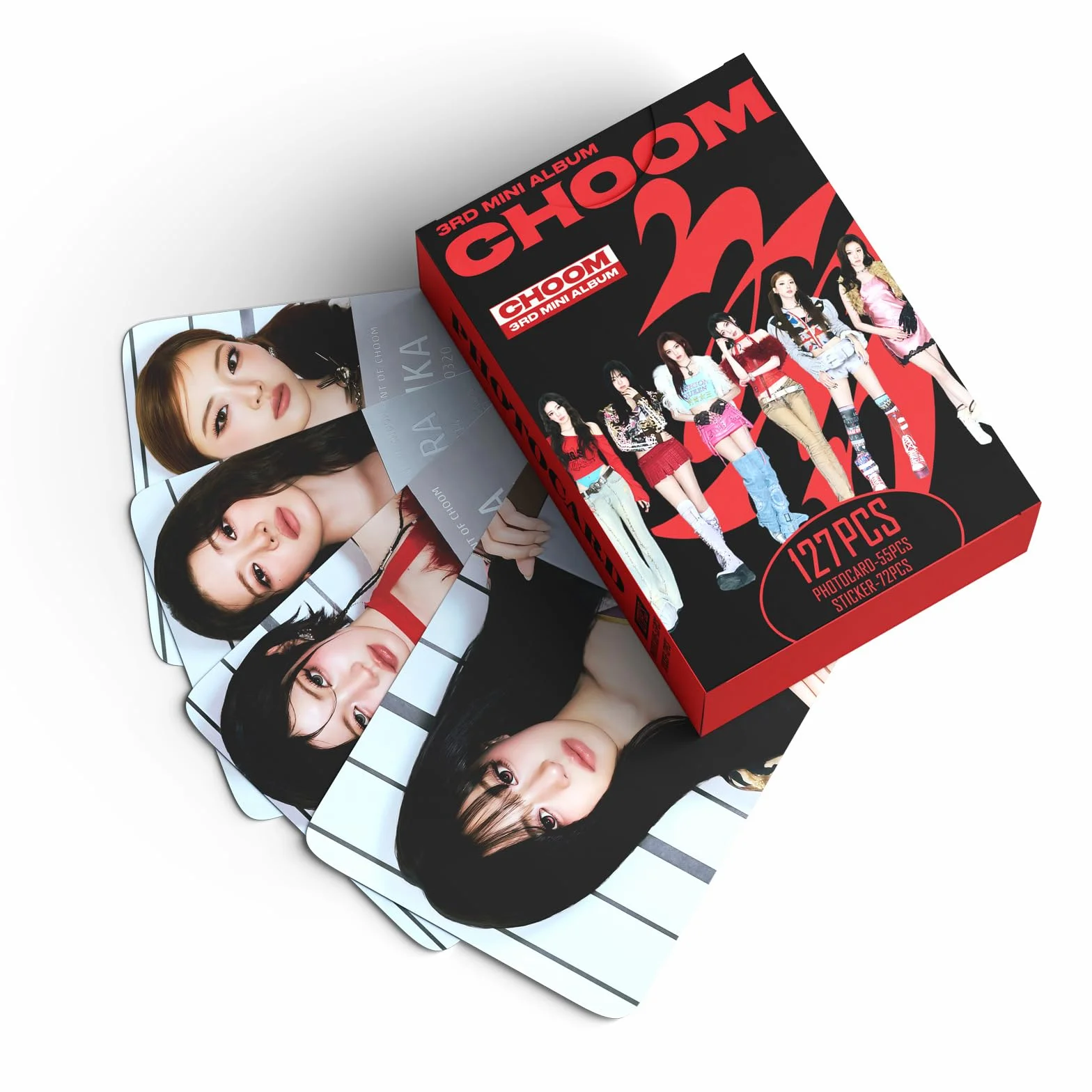 Set regalo per album choom, include 182 fototessere (110 fotocard, 72 mini adesivi), 100 adesivi per album, 1 cordino, 1 porta carte