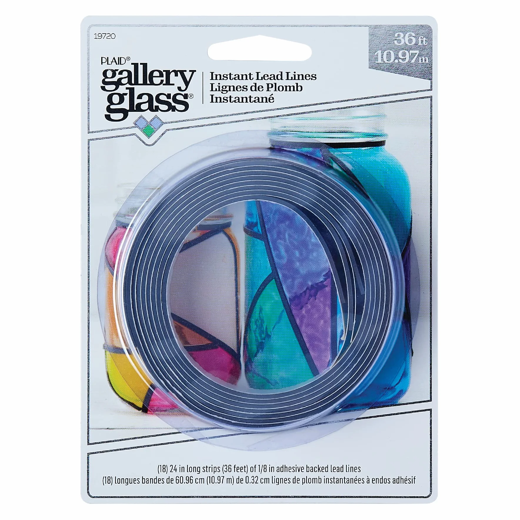 Plaid: Craft-Gallery Glass Instant Lead Lines 24 "" 8 kg, Spesso .125 ", Colore: Nero