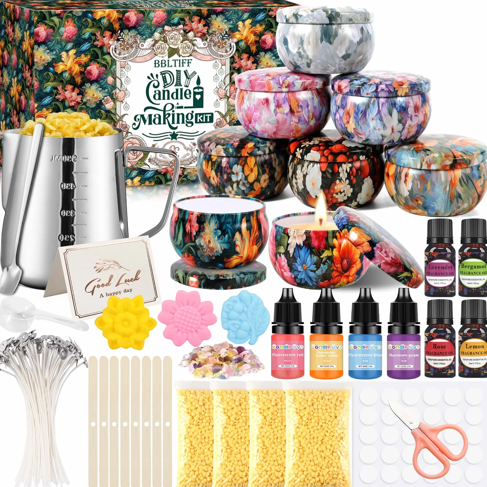 Kit Candele Fai Da Te con Cera d'api 480g - Set Regalo per Principianti DIY