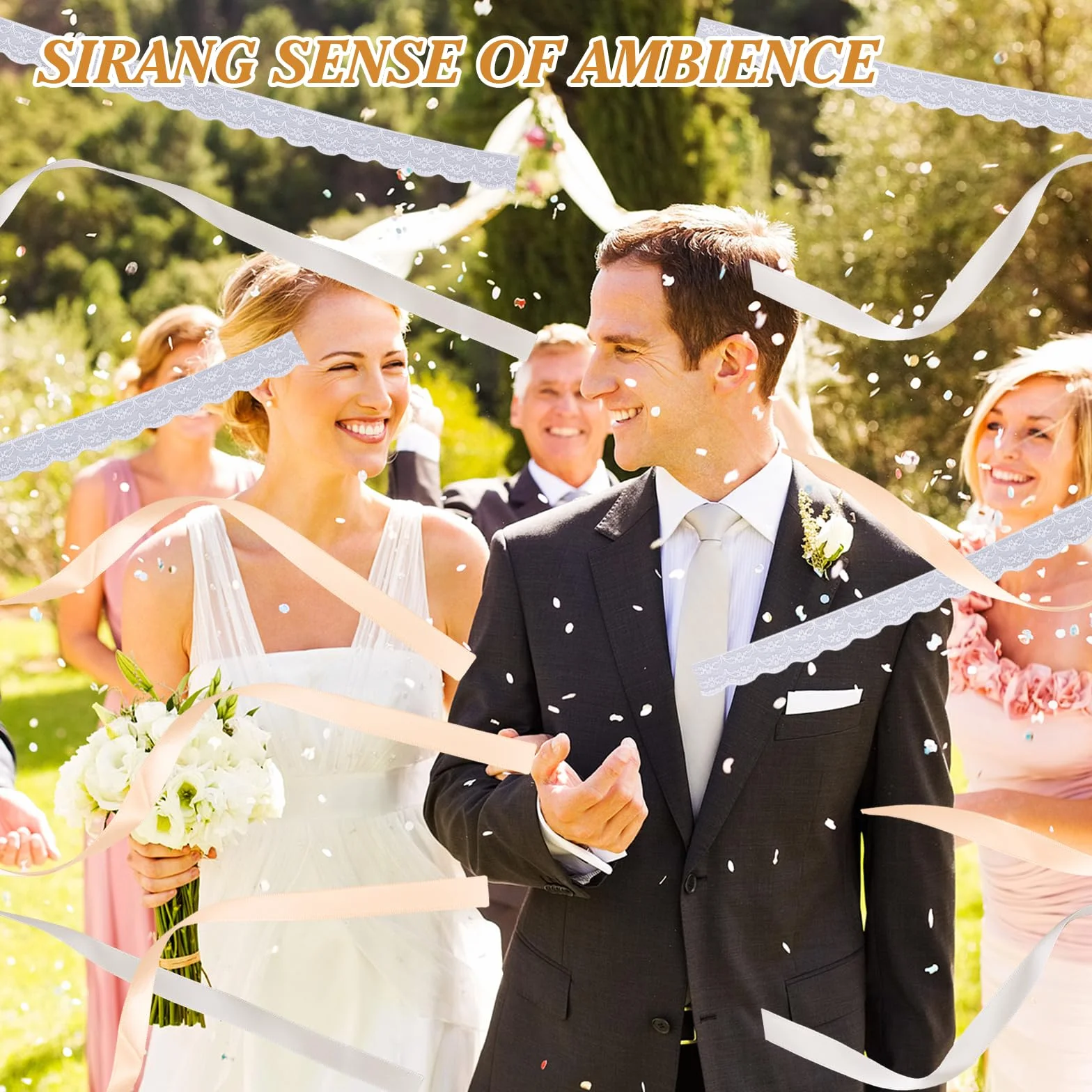 50 pezzi da parete con campana, bacchette magiche per matrimonio, stelle filanti con campane, bacchette con bacchette da sposa, bacchette con campana e nastri per matrimoni, compleanni, feste
