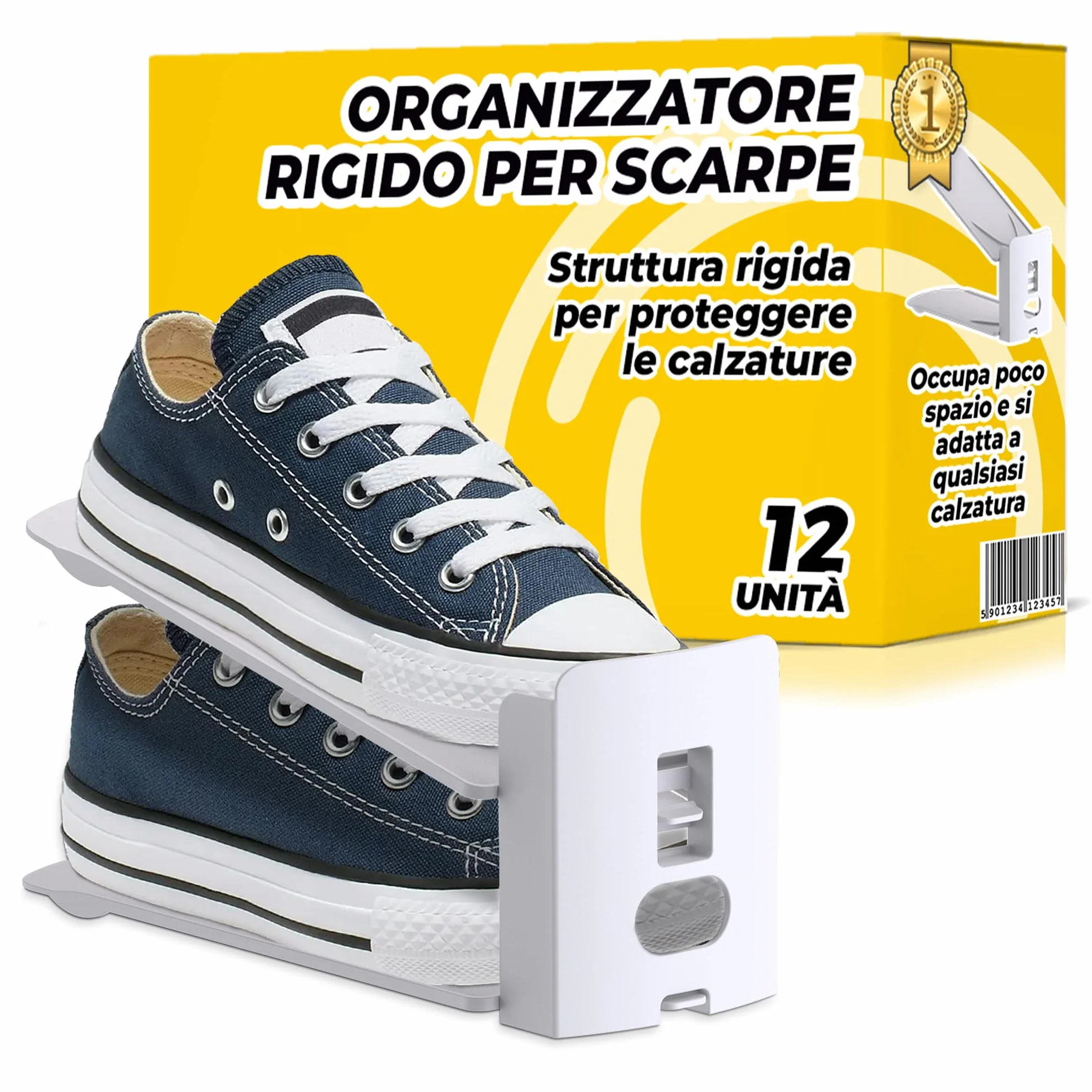 Organizer Scarpe Salvaspazio Regolabile per Armadio 12 Pezzi Bianco