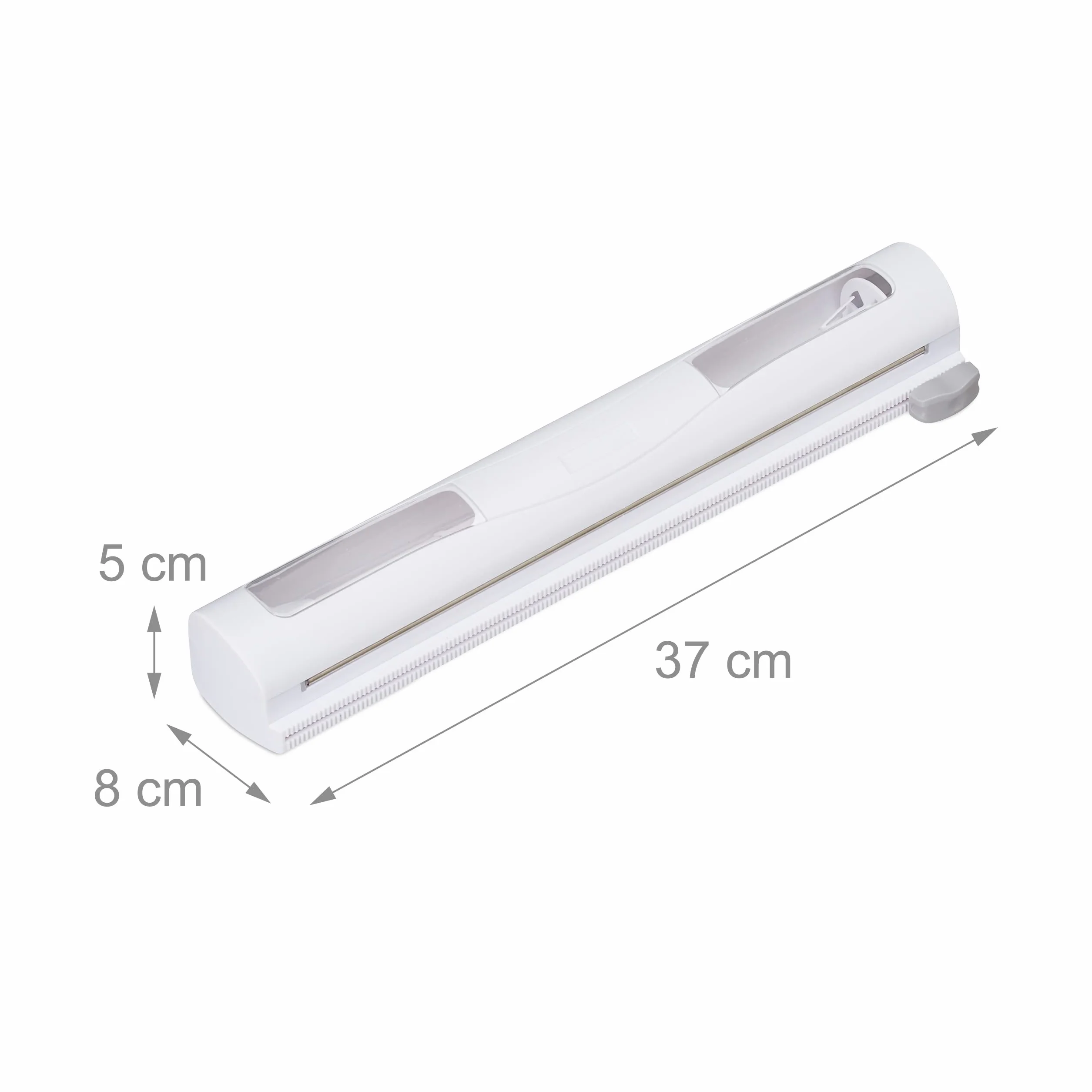 Relaxdays Taglierina da Cucina, Set da 2, Pellicole di Plastica & Alluminio, Trasparente, Taglio Netto, 5x37x8, Bianco
