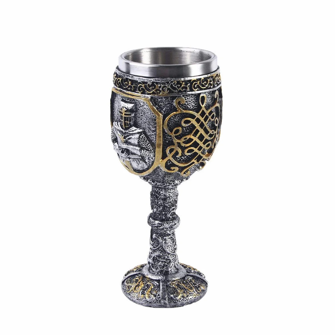 Calice da vino medievale con cavaliere vichingo reale, calice re, gotico, in metallo, per feste a tema, decorazioni per matrimoni