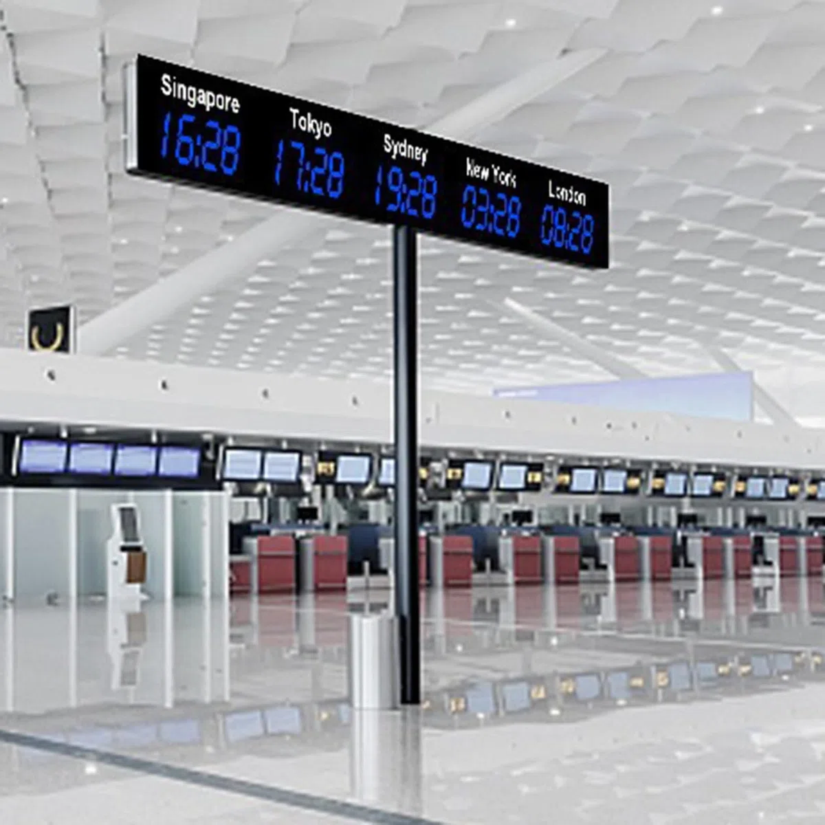 Orologio Mondiale Digitale a LED, Orologio con 3/4/5 Città e fusi orari Multipli con Display HD, Città Personalizzabili, Grande Orologio elettronico da Parete per Hotel e aziende