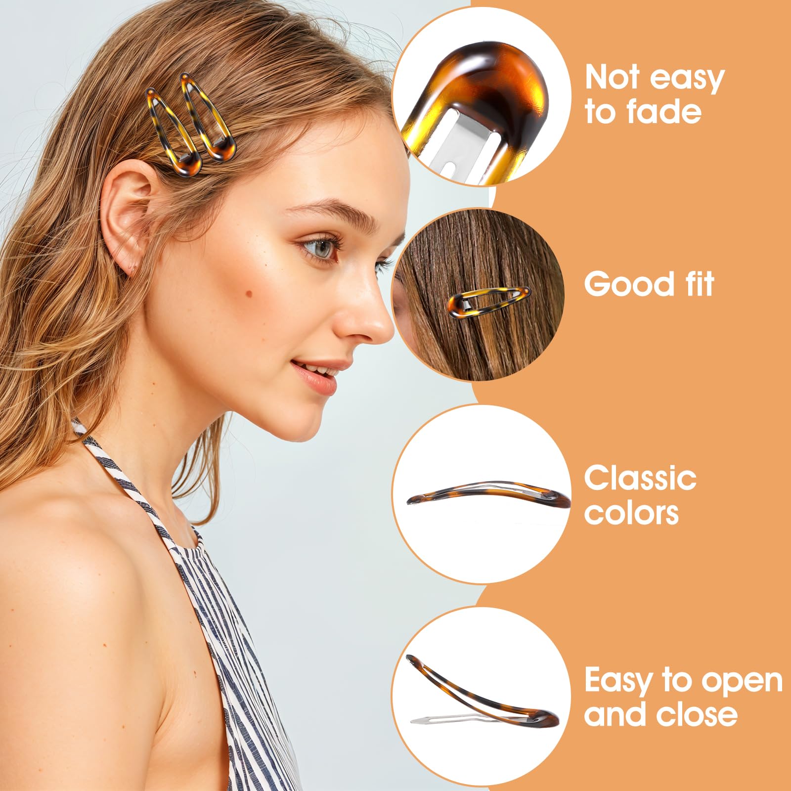 Vintage Tortoise Shell Snap Hair Barrettes