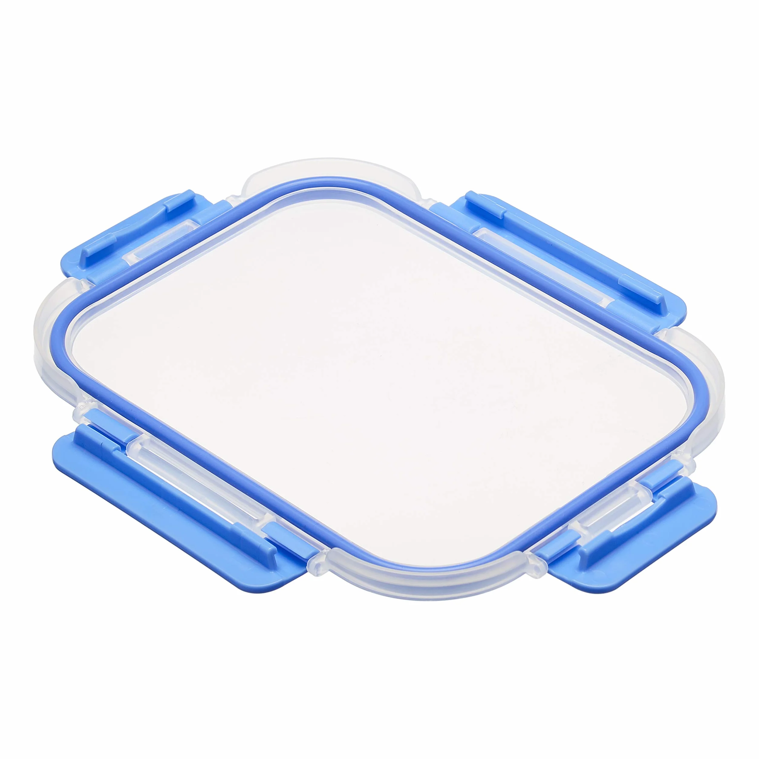 Amazon Basics Contenitori in Vetro per Alimenti con Coperchi Bloccabili, 14 Unità, Senza Bisfenolo A, Trasparenti con Anelli in Silicone Blu