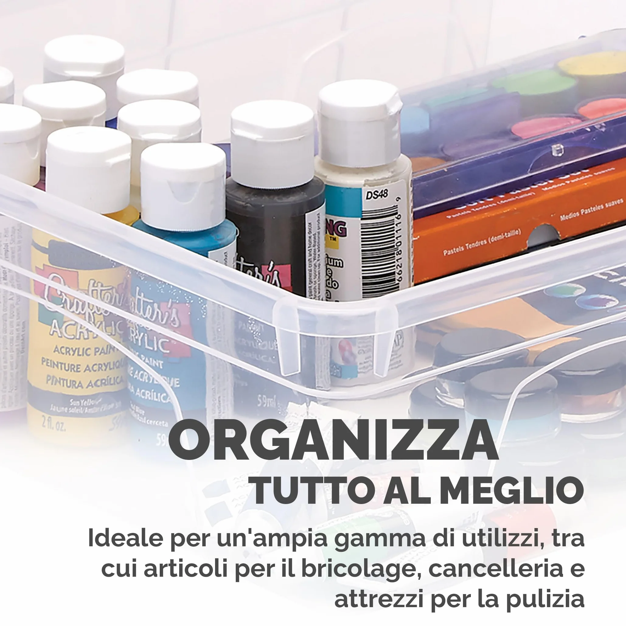 Bankers Box scatole in plastica 12L confezione da 3 impilabili coperchio anti polvere 11x32x40cm