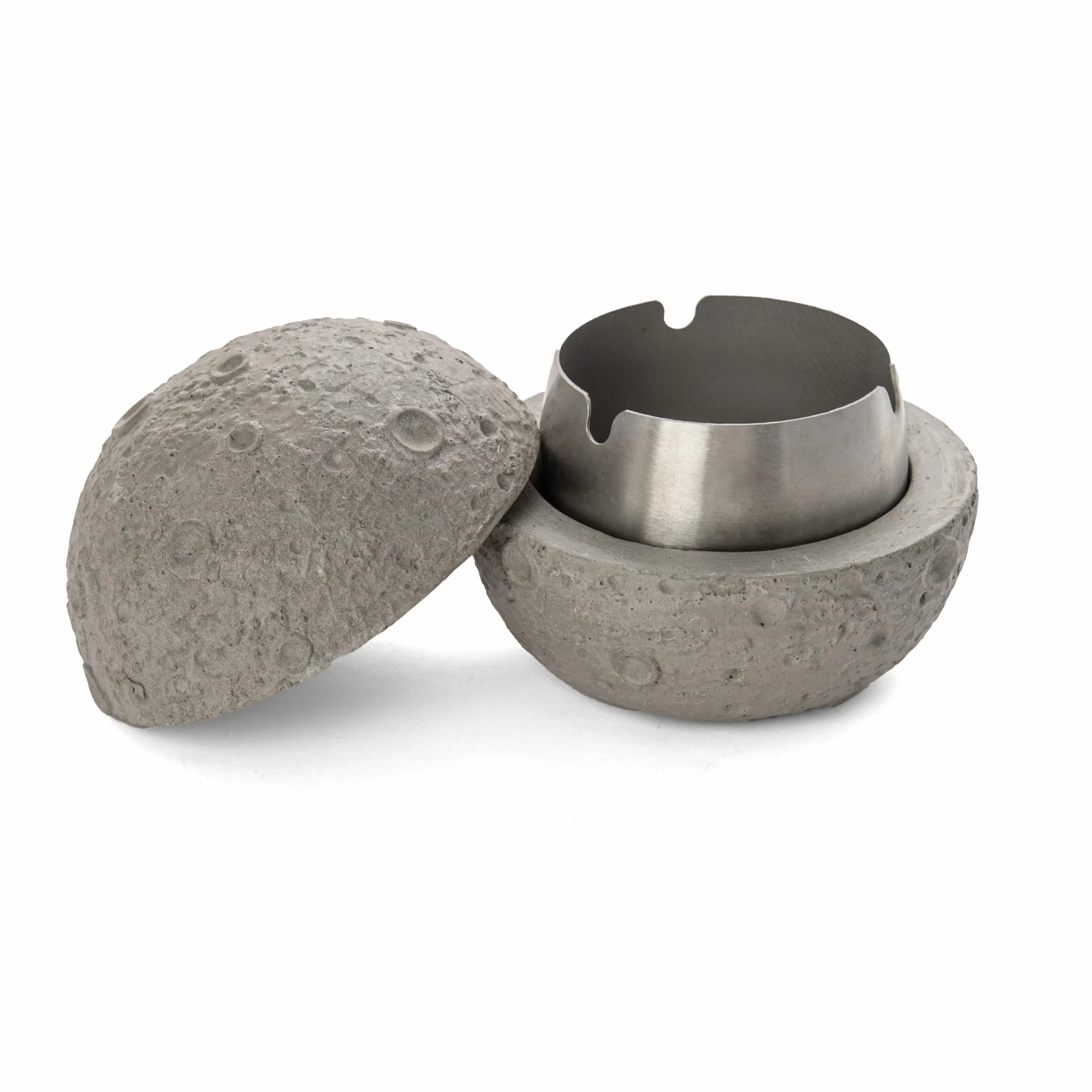 Posacenere Originale Luna Acciaio Inox Cemento Grigio 10 x 10 cm