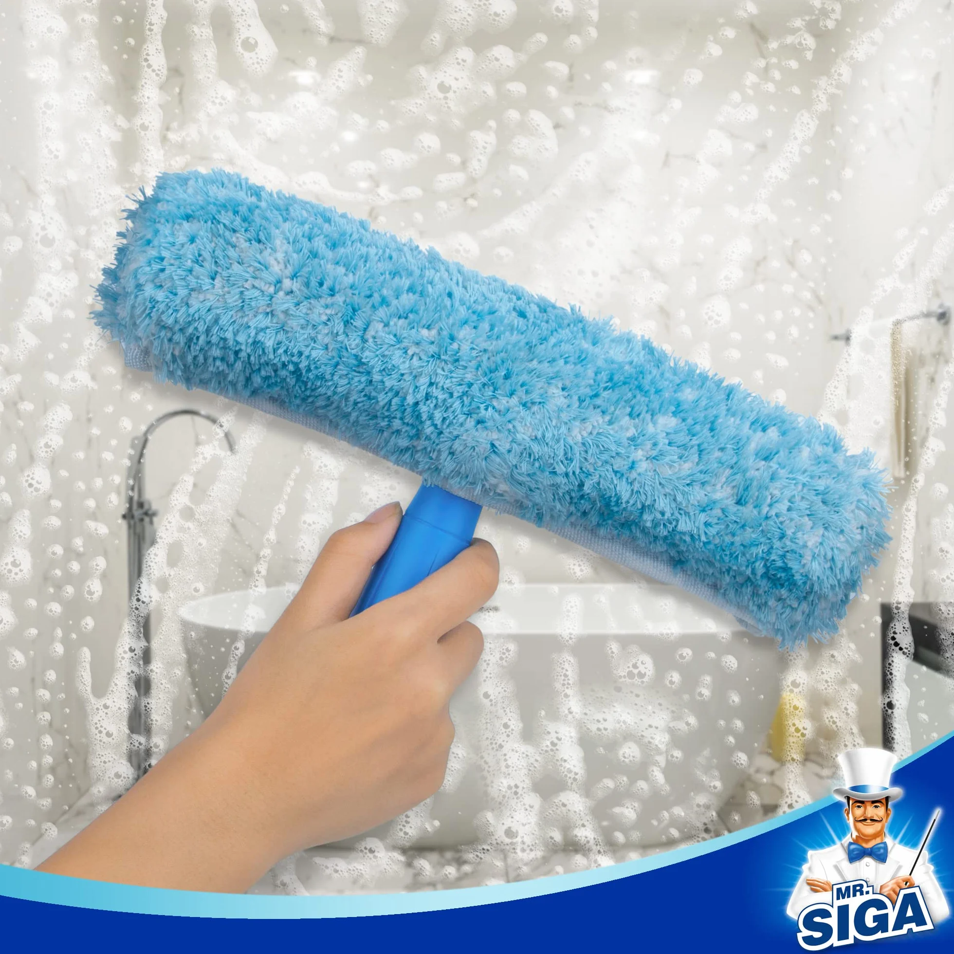 MR.SIGA Combo per la pulizia dei vetri - Tergivetro e lavavetri in microfibra, dimensioni: 25 cm