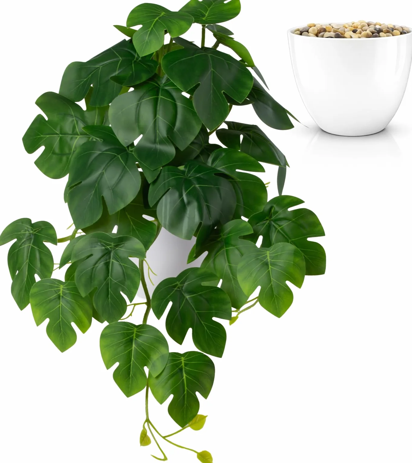 PASCH® Piante artificiali da appendere: Monstera artificiale | piante artificiali come vere | piante artificiali da appendere | pianta artificiale da appendere in vaso | pianta da appendere