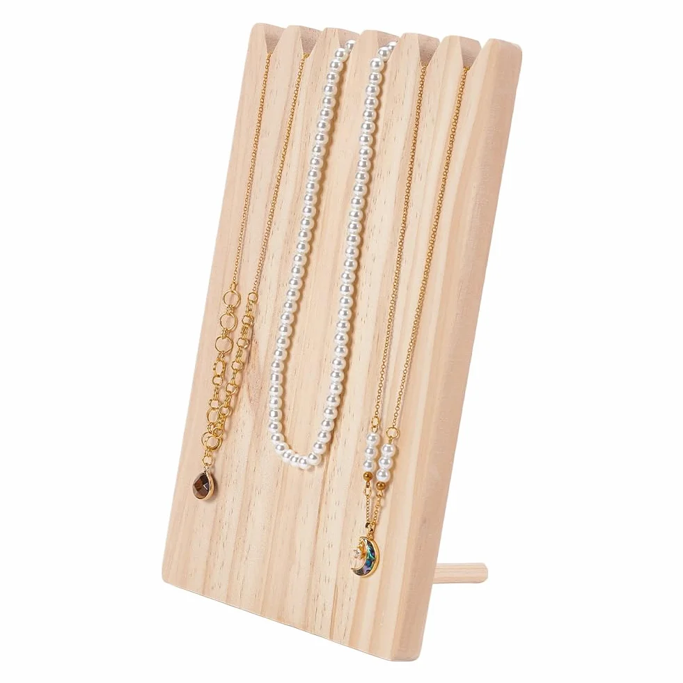 FINGERINSPIRE Espositore per Collane in Legno Portatile Rettangolare per Gioielli