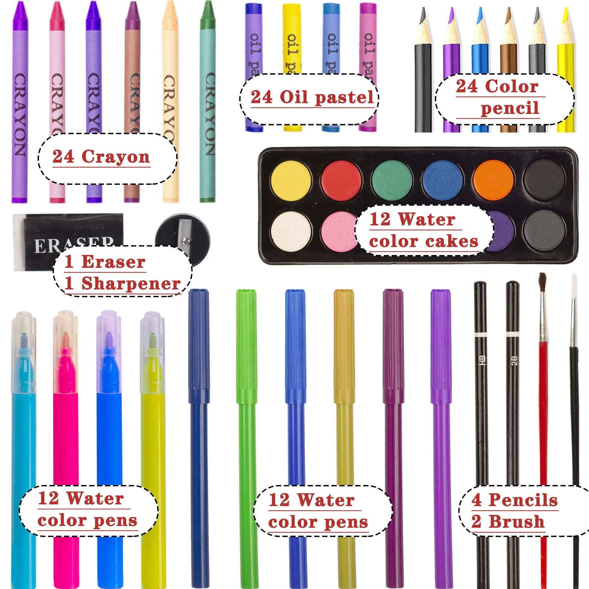 KINSPORY 150 pezzi valigetta colori bambina, pittura valigetta per bambini, Set per disegno, kit disegno acquarellabili bambini