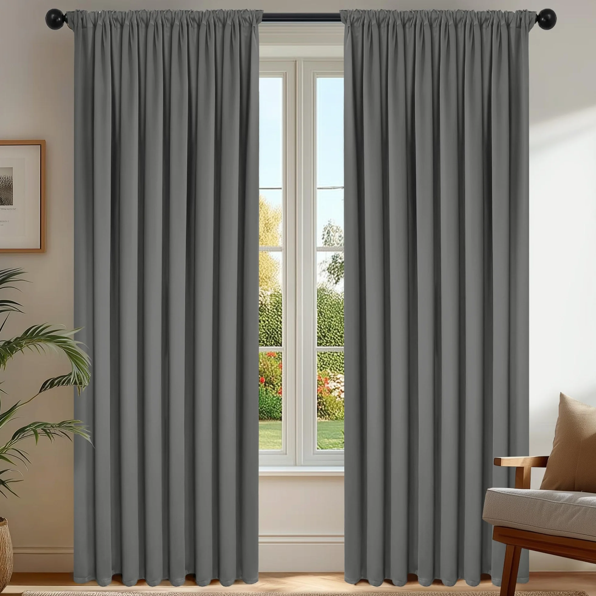Deconovo Tende Oscuranti per Interni 140x260 cm, 2 Pezzi, Grigio Chiaro - Termiche Isolanti e Moderne con 3 Modi di Montaggio - Ideali per Finestre Camera da Letto e Soggiorno