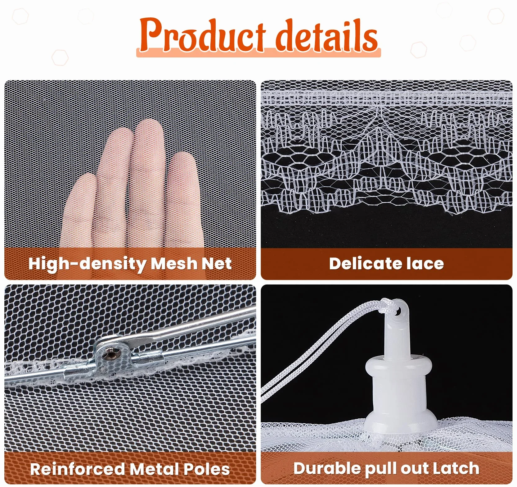 ilauke Coperture Coprivivande Pieghevole Extra Grande,100 x 60 cm, Anti Insetti Set 5pz Copertura in Rete per Alimenti 3 Misure Ideale per Cibi Protezione in Frutta Mangiare Barbecue Picnic, Bianco
