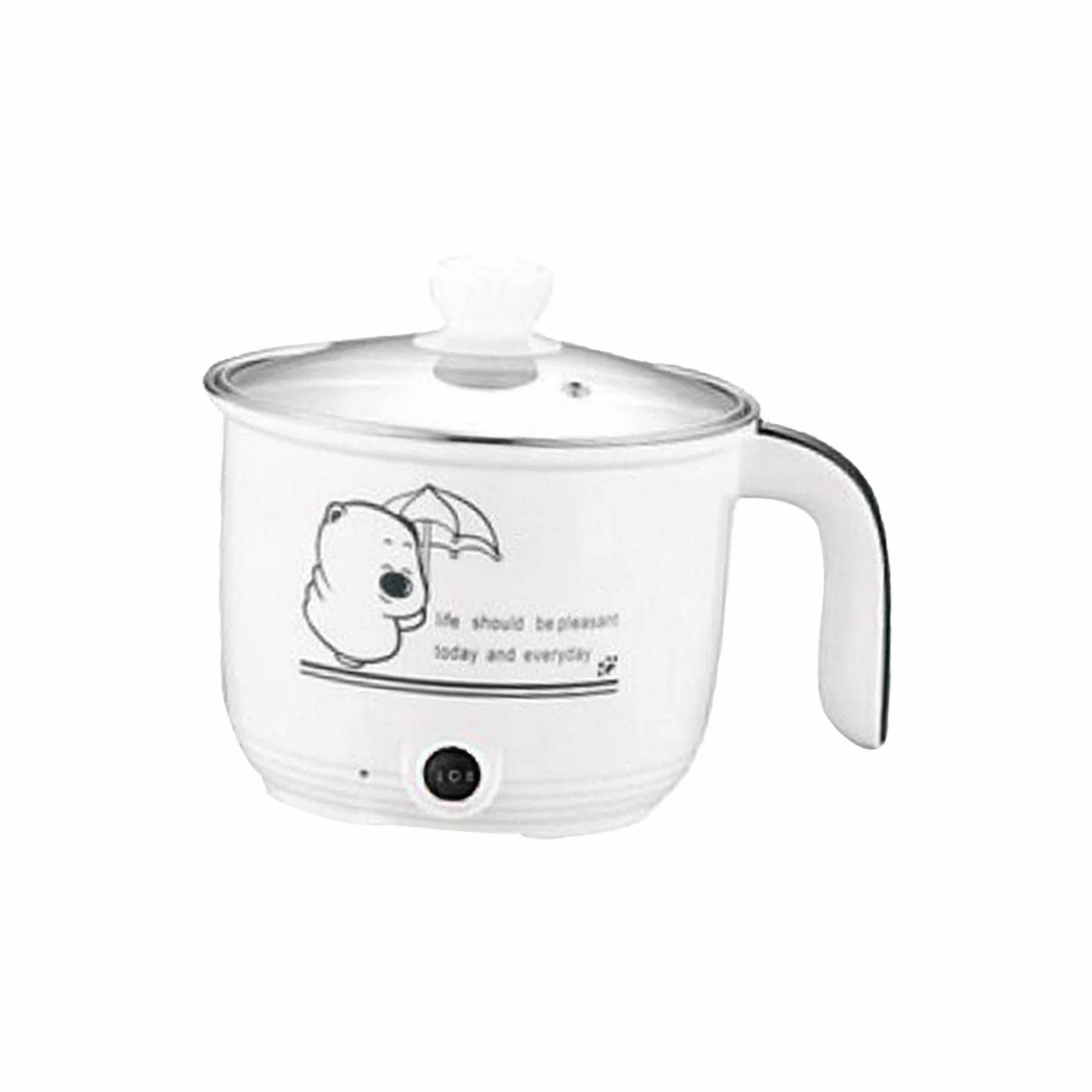 Mini Hot Pot Ramen Cooker Padella Elettrica Portatile Antiaderente Bianco