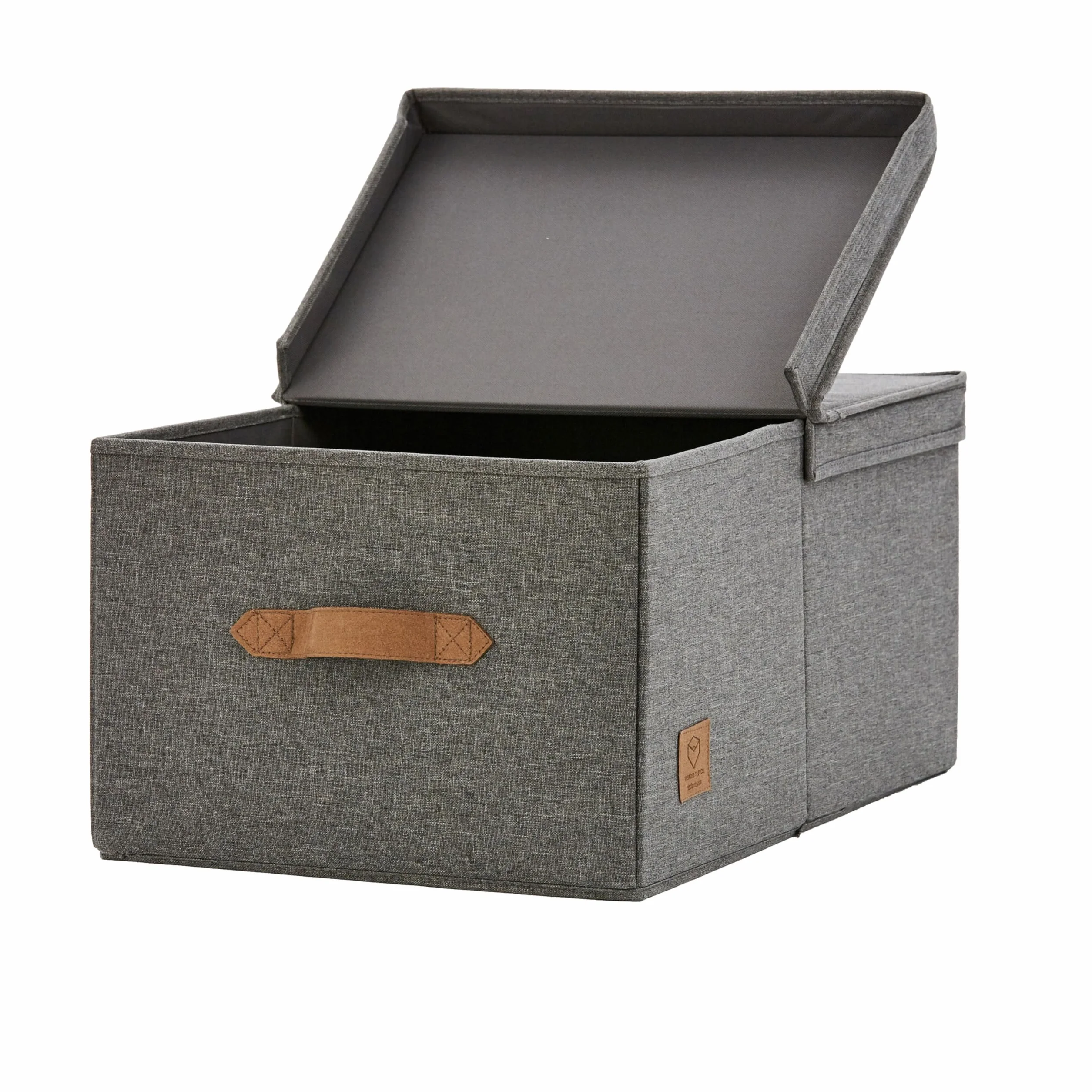 LOVE IT STORE IT Premium Scatola Portaoggetti con Coperchio - Scatole Tessuto di Lino - Rinforzata con Legno - Contenitore Grande Grigio 33x50x24 cm
