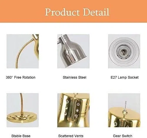 Riscaldamento rapido Lampada riscaldante for Alimenti da Ristorante Indipendente(Gold)