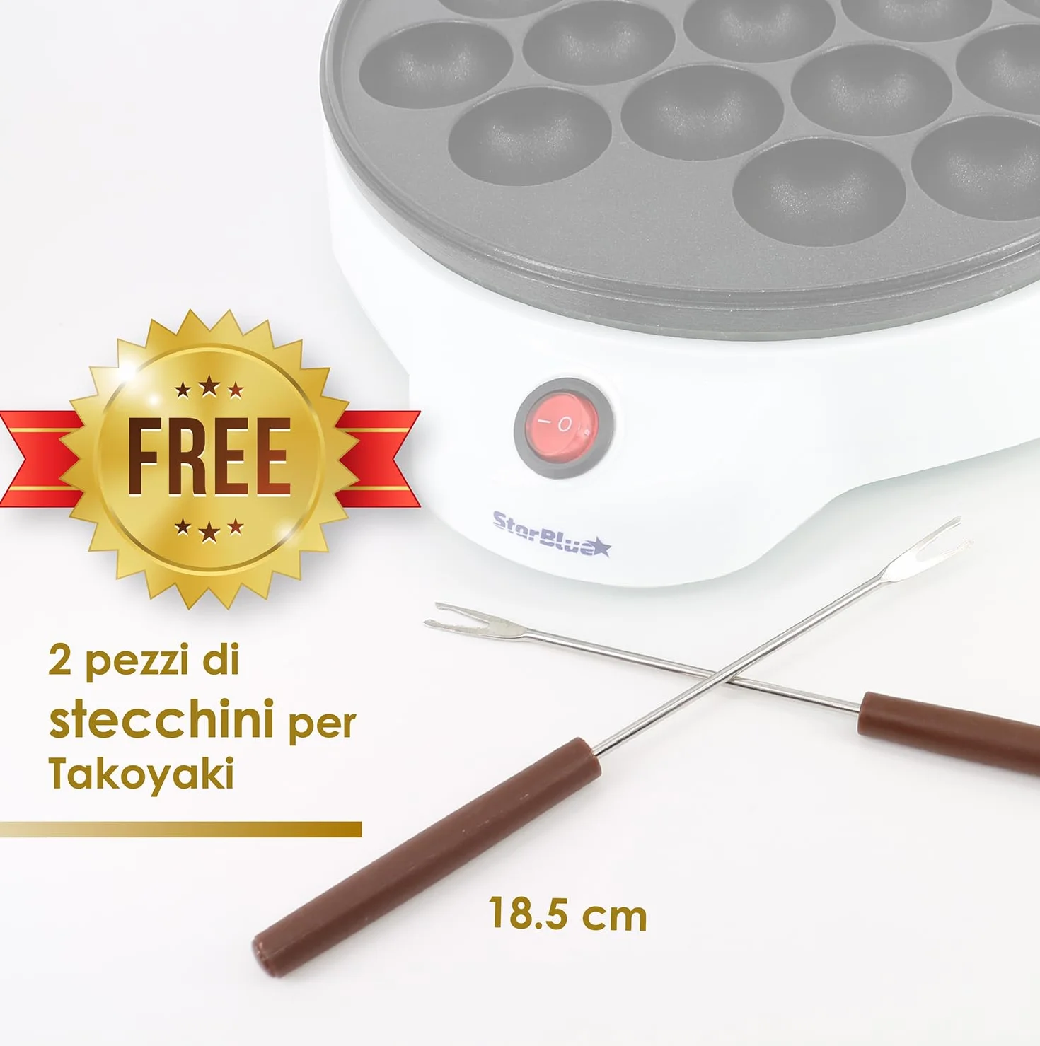 StarBlue Macchina per Takoyaki Elettrica 650W 220-240V 50/60Hz Spina Europa