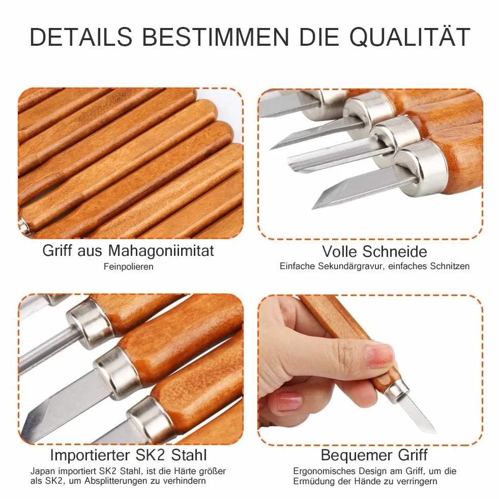 HOSPAOP Set di Attrezzi per Intaglio del Legno - 12 Coltelli da Intaglio in Legno e una Pietra per Affilare per Adulti e Bambini, Utensili per Intagliare Legno, Frutta, Verdura, Intaglio Fai da Te