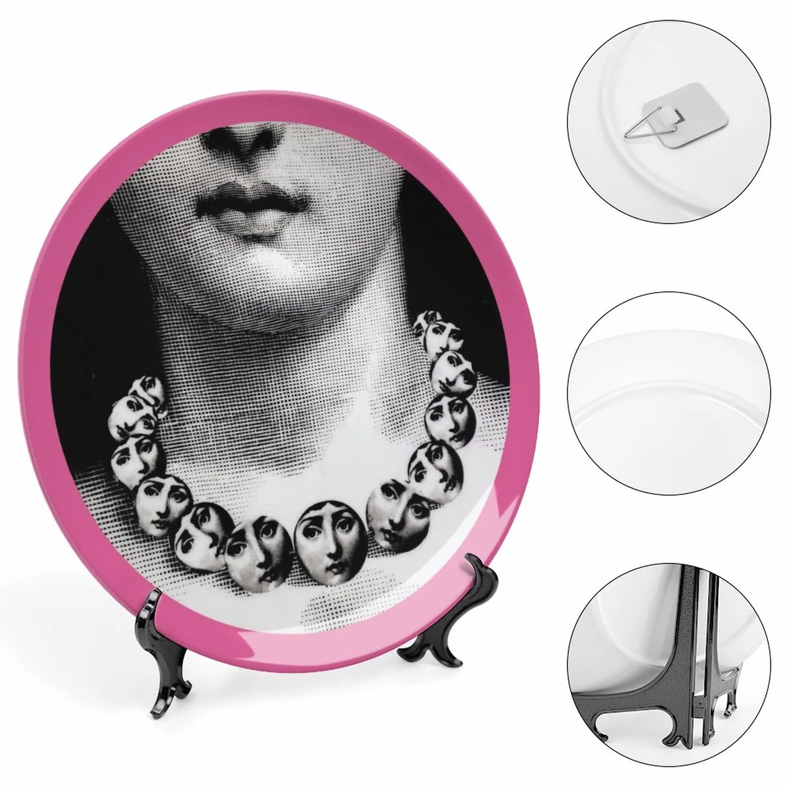 Lina Cavalieri - Piatto decorativo Fornase, da appendere alla parete, con trucco viso, con staffa e gancio speciale a molla, stile 29, 25,4 cm