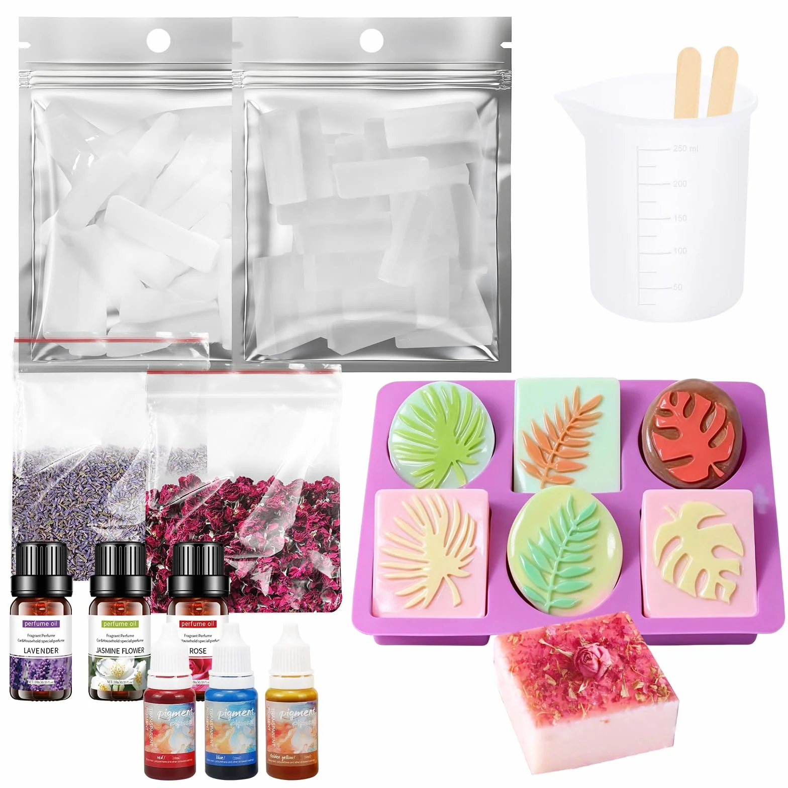 Kit Sapone Fai Da Te Creativo Adulti, Base per Sapone, Essenza di Colore, Olio Profumato, Muffa