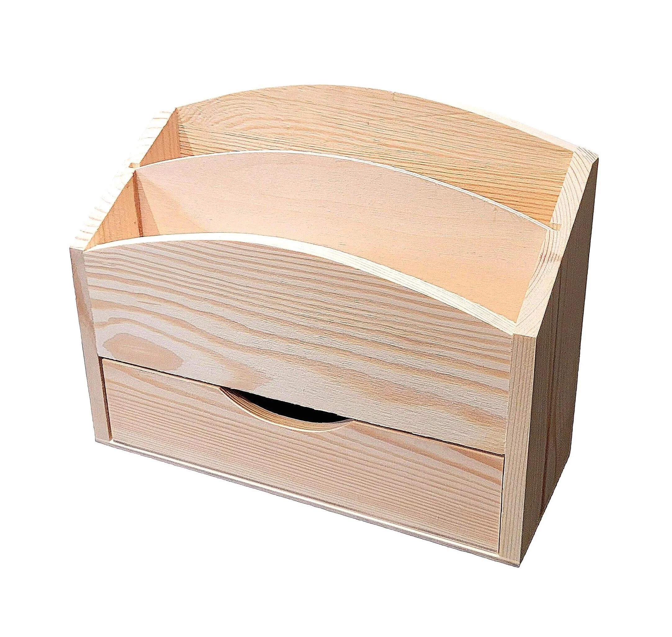 Wooden World - Portalettere in legno Portabuste Portadocumenti pubblicitari Portaoggetti con cassetto