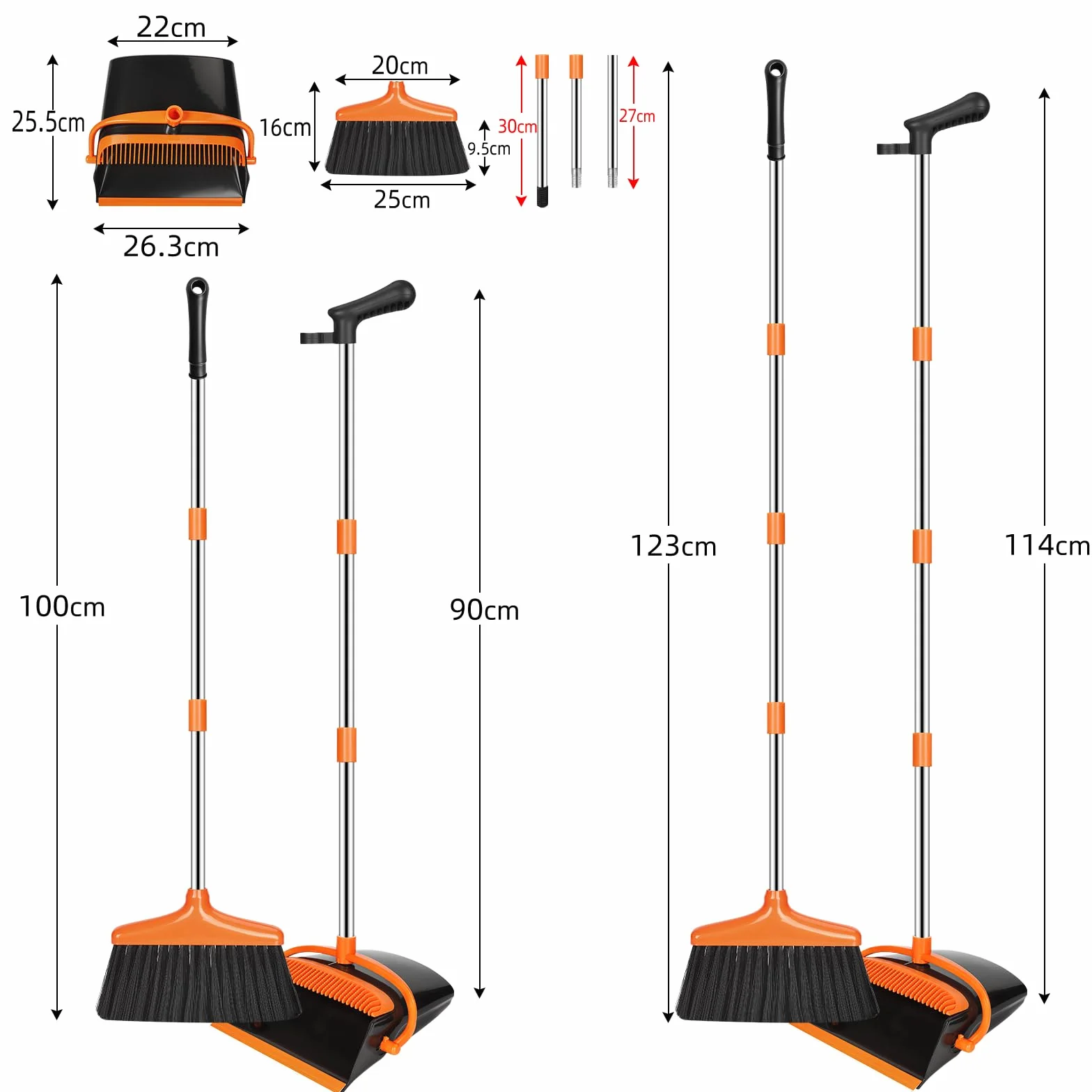 Set Scopa e Paletta Con Manico Lungo da 115 CM