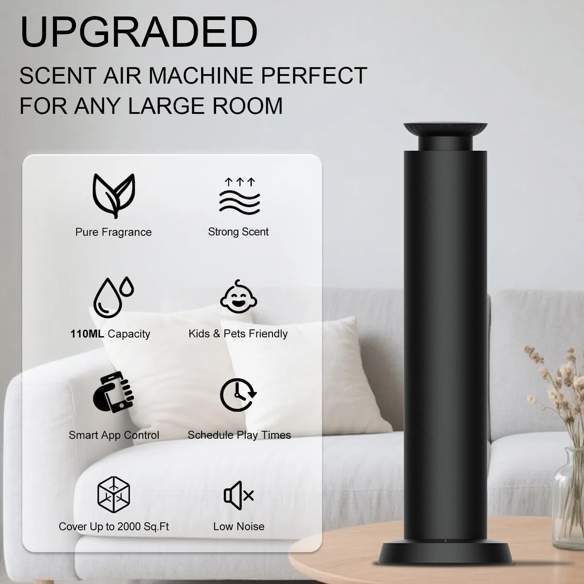 Starter kit per diffusore di profumi wireless 2026 per hotel, include 5 oli di alta qualità, diffusore ricaricabile per casa, diffusore di oli essenziali senza acqua per camera, studio, ufficio (nero)