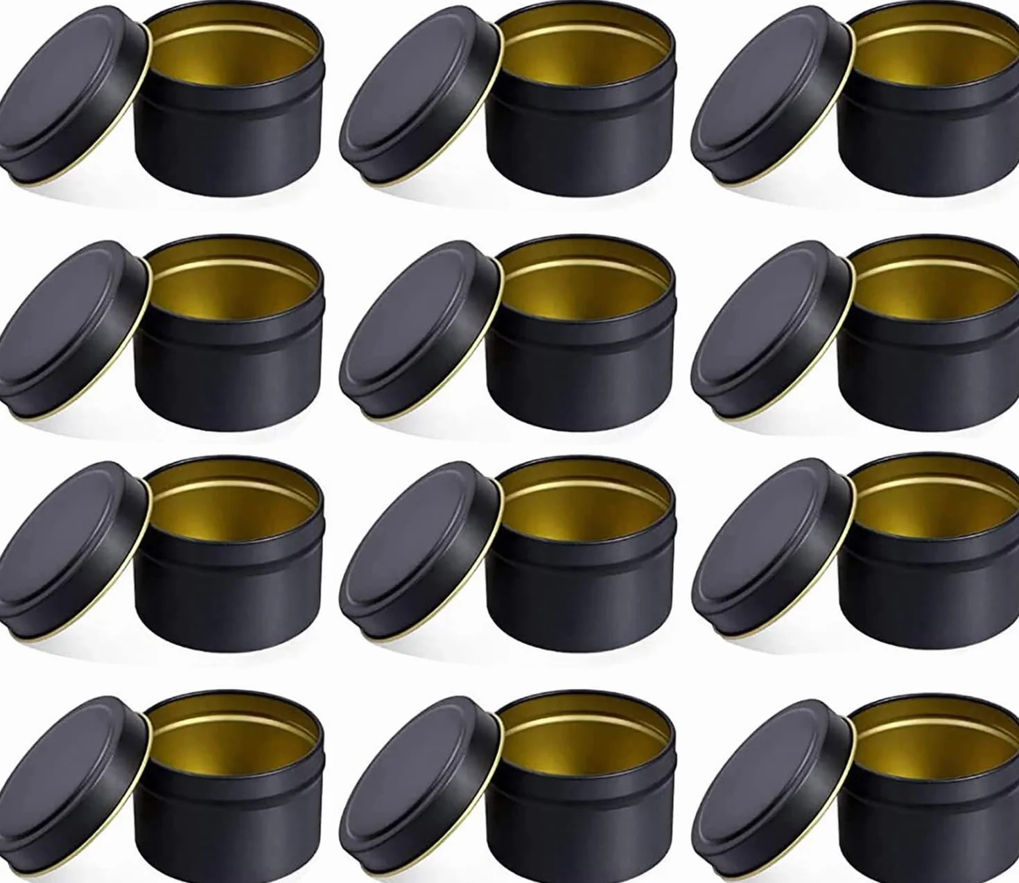 Barattoli di Latta per Candele fai-da-te 12 Pezzi Nero Kit Forniture