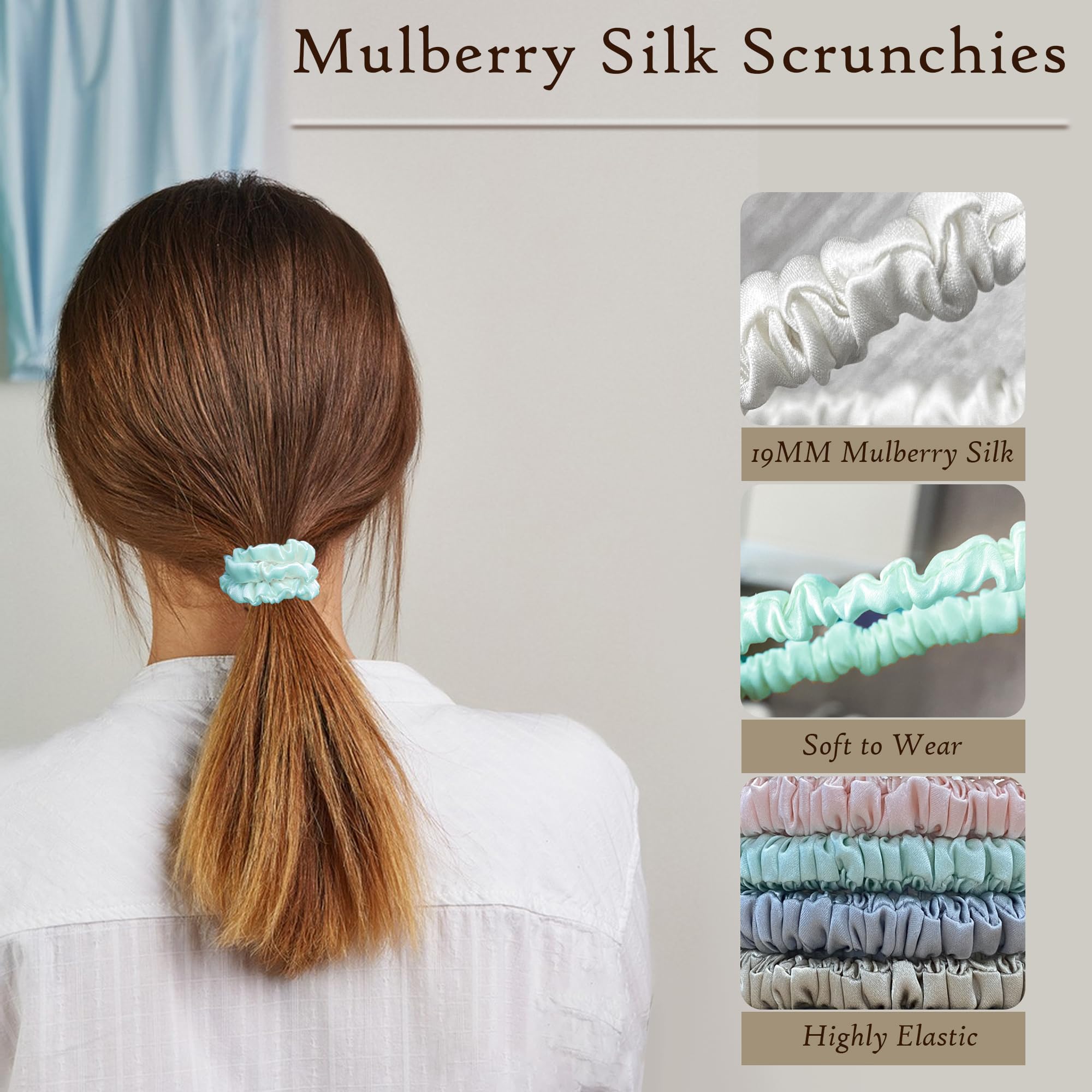 Mulberry Silk Slim Hair Scrunchies