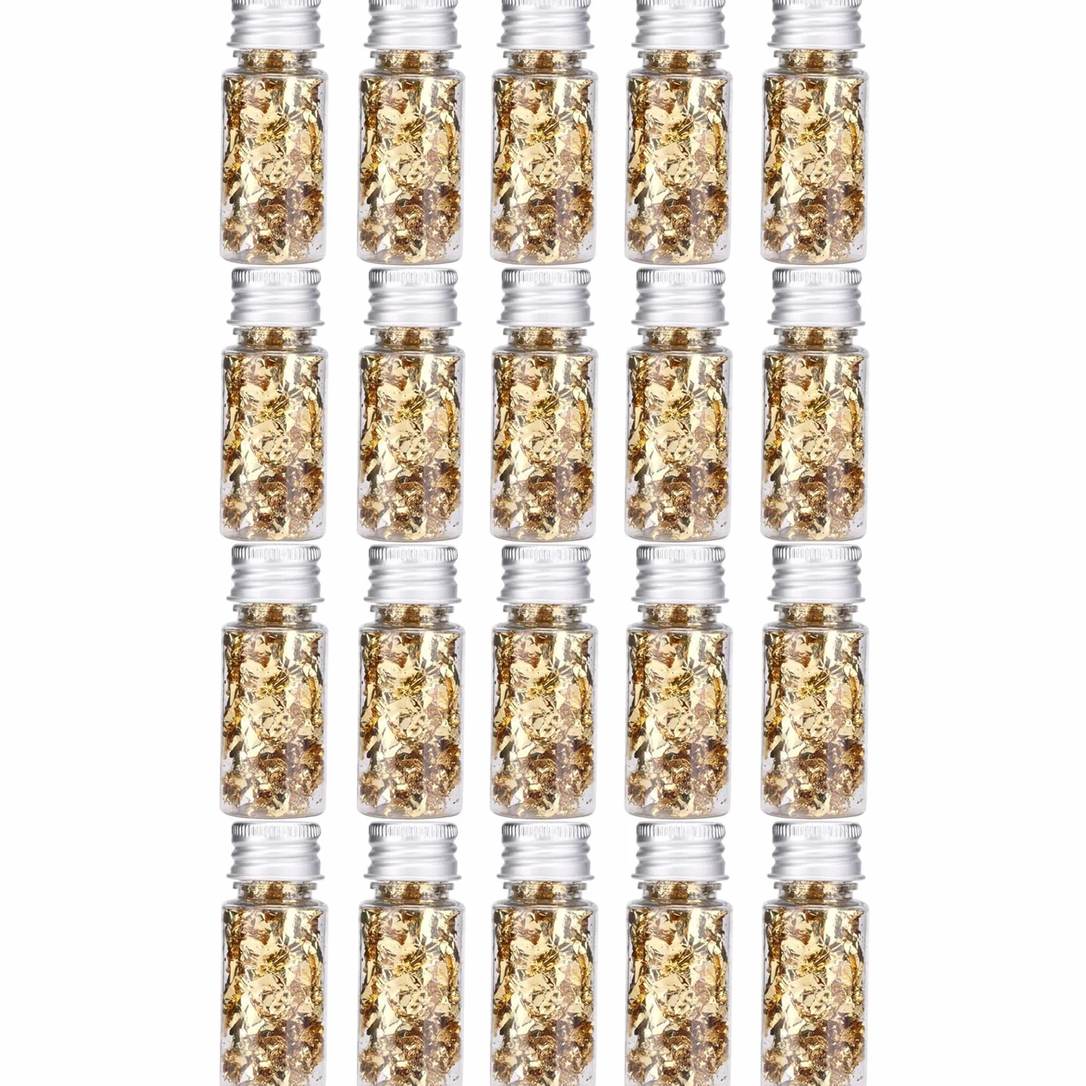 Duokon Lamina d'oro Alimentare, Scaglie di Foglia d'oro Raffinata, Foglia Oro Alimentare Multifunzione, per Decorazione Artigianato, Regalo (20 Bottiglia)