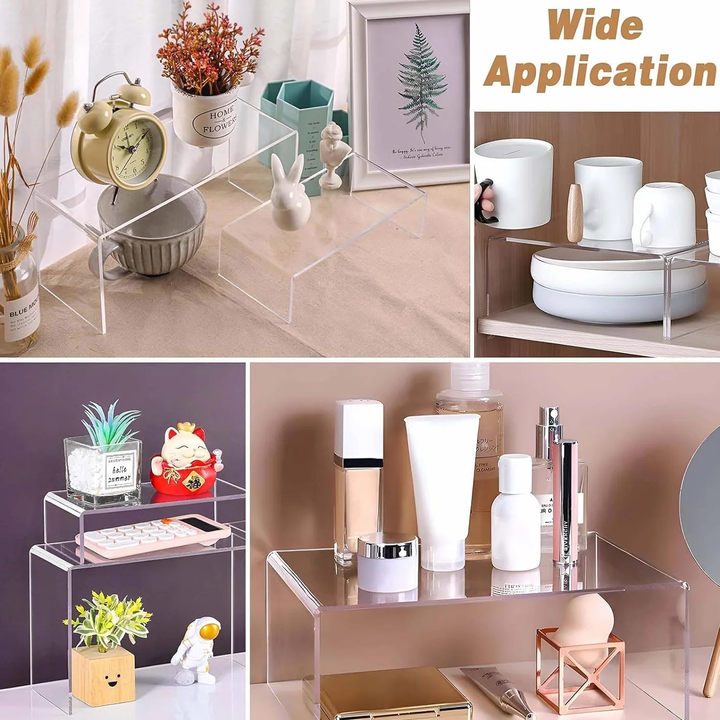 4Pezzi Espositore in Acrilico Trasparente Espositore in Acrilico a Forma di U, Supporto per Espositore Trasparente in 4 Misure Espositore per Gioielli Cupcakes, Cosmetici e Esposizione Artigianale