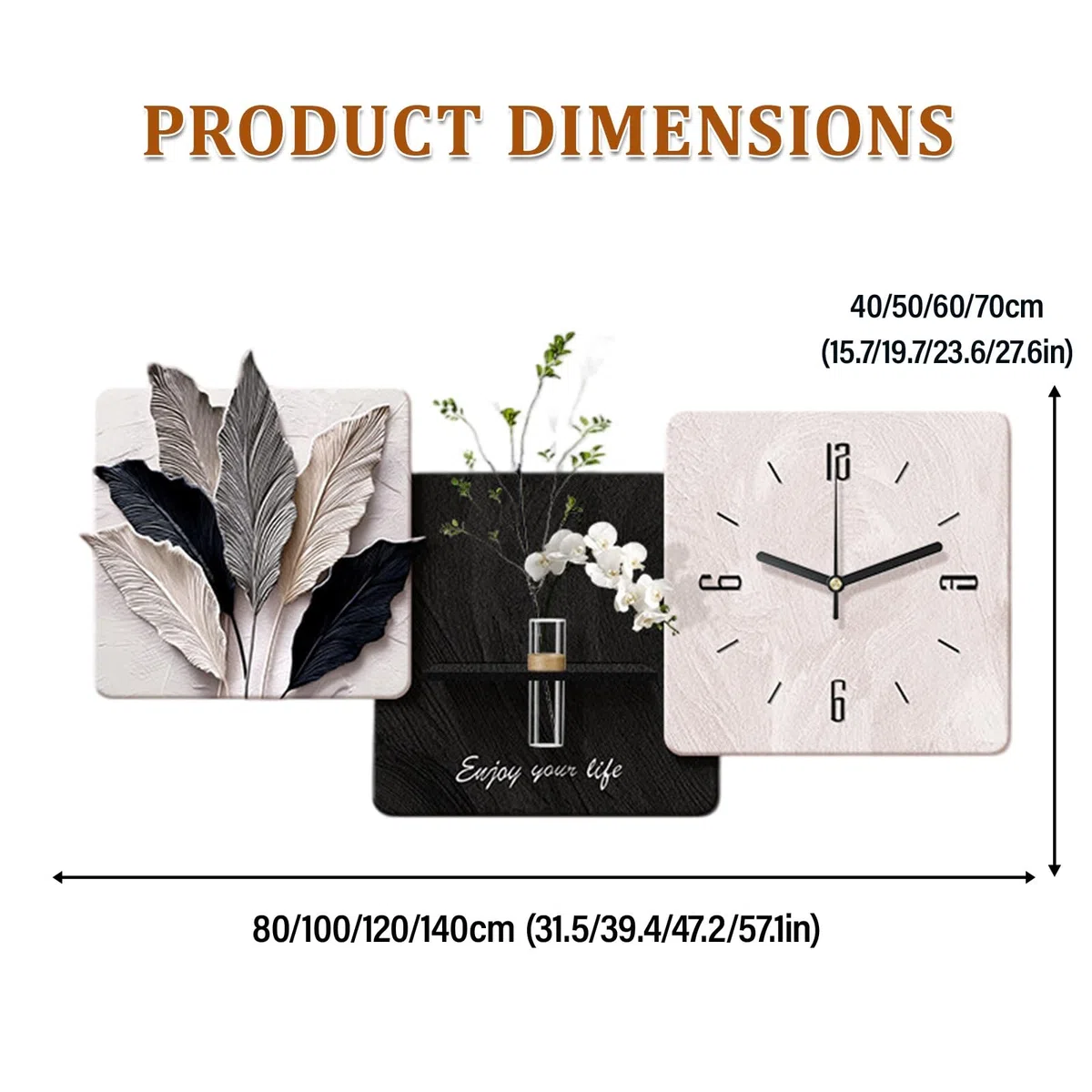 Orologio da Parete 3D con Luce LED, Decorazione Moderna per la casa, Orologio da Parete Decorativo Silenzioso al Quarzo con Design a Foglie e Fiori, Texture arenaria, per Soggiorno, Camera d