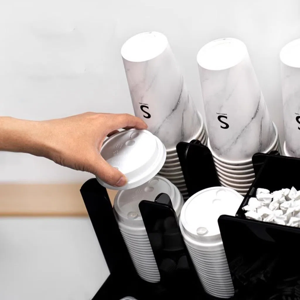 Organizer per stazioni di caffè, organizer per bar in acrilico a 12 scomparti, organizer per condimenti, porta tazze da caffè usa e getta