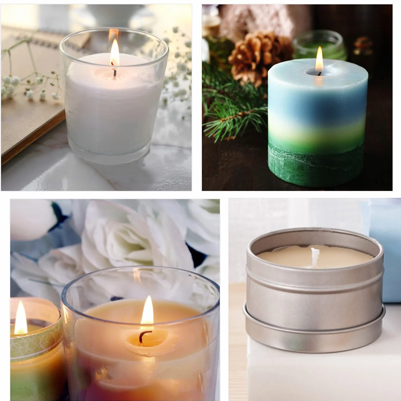 Kit Candele Fai Da Te, Kit per Fare Candele per Adulti Principianti con Cera Soia, Stoppini e Adesivi