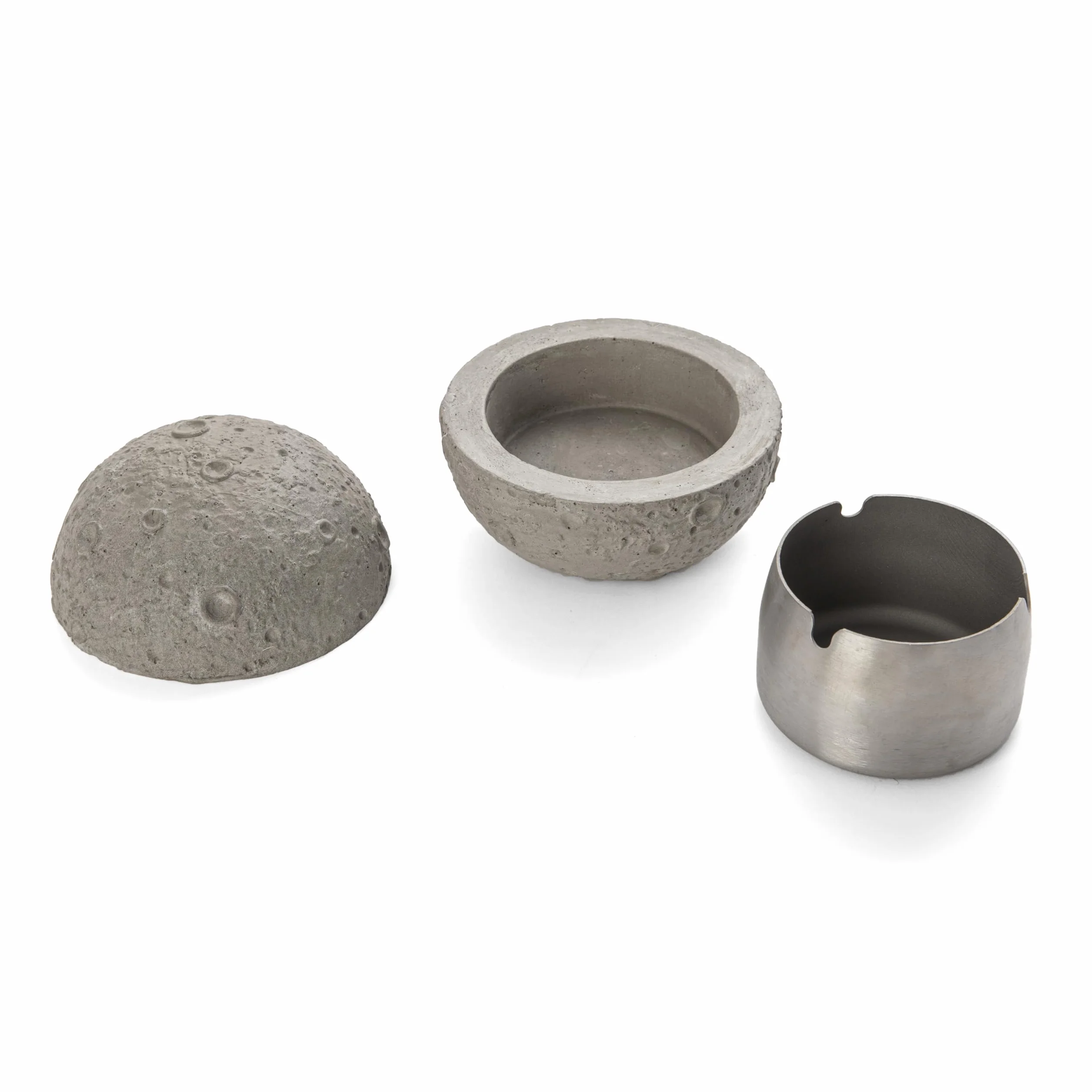 Posacenere Originale Luna Acciaio Inox Cemento Grigio 10 x 10 cm